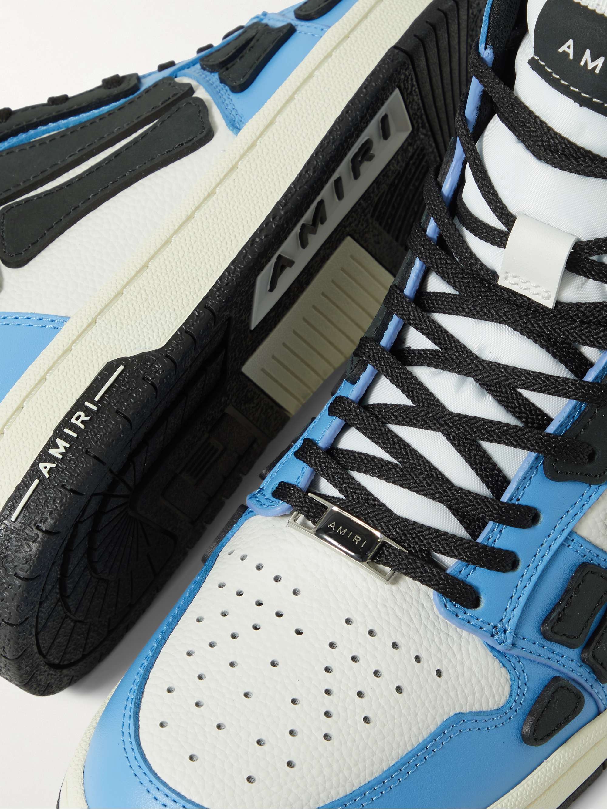 AMIRI Skel-Top Colour-Block Leather and Nubuck High-Top Sneakers