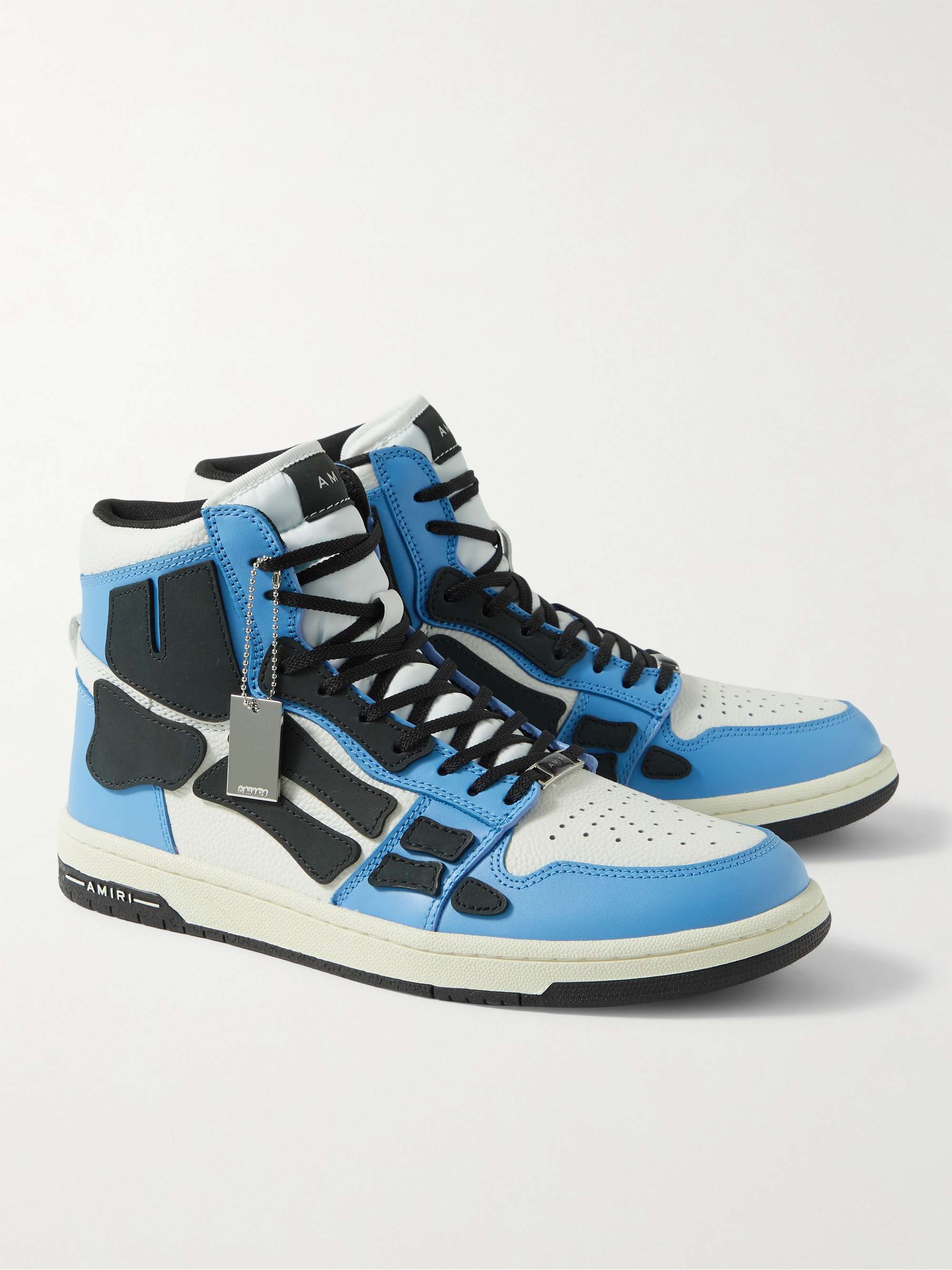 AMIRI Skel-Top Colour-Block Leather and Nubuck High-Top Sneakers