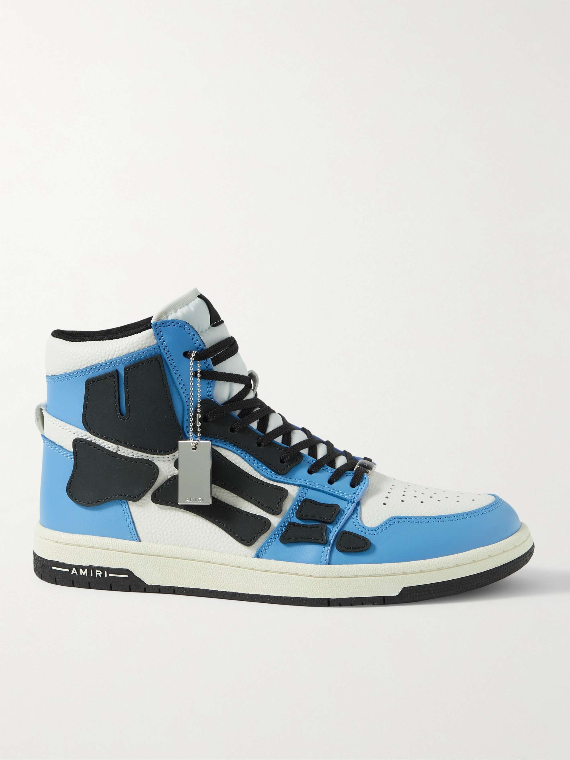 Skel-Top Colour-Block Leather and Nubuck High-Top Sneakers