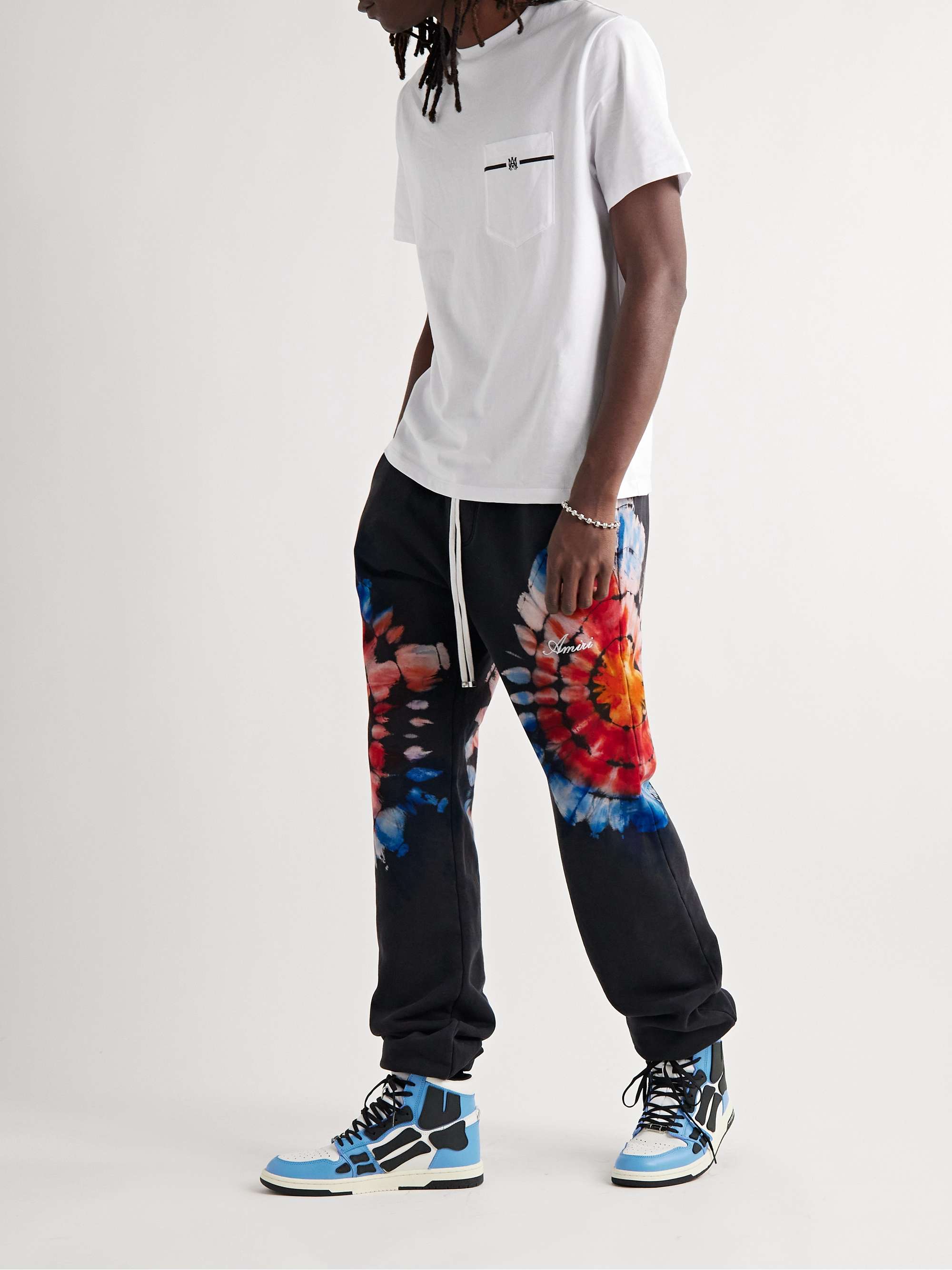 AMIRI Skel-Top Colour-Block Leather and Nubuck High-Top Sneakers