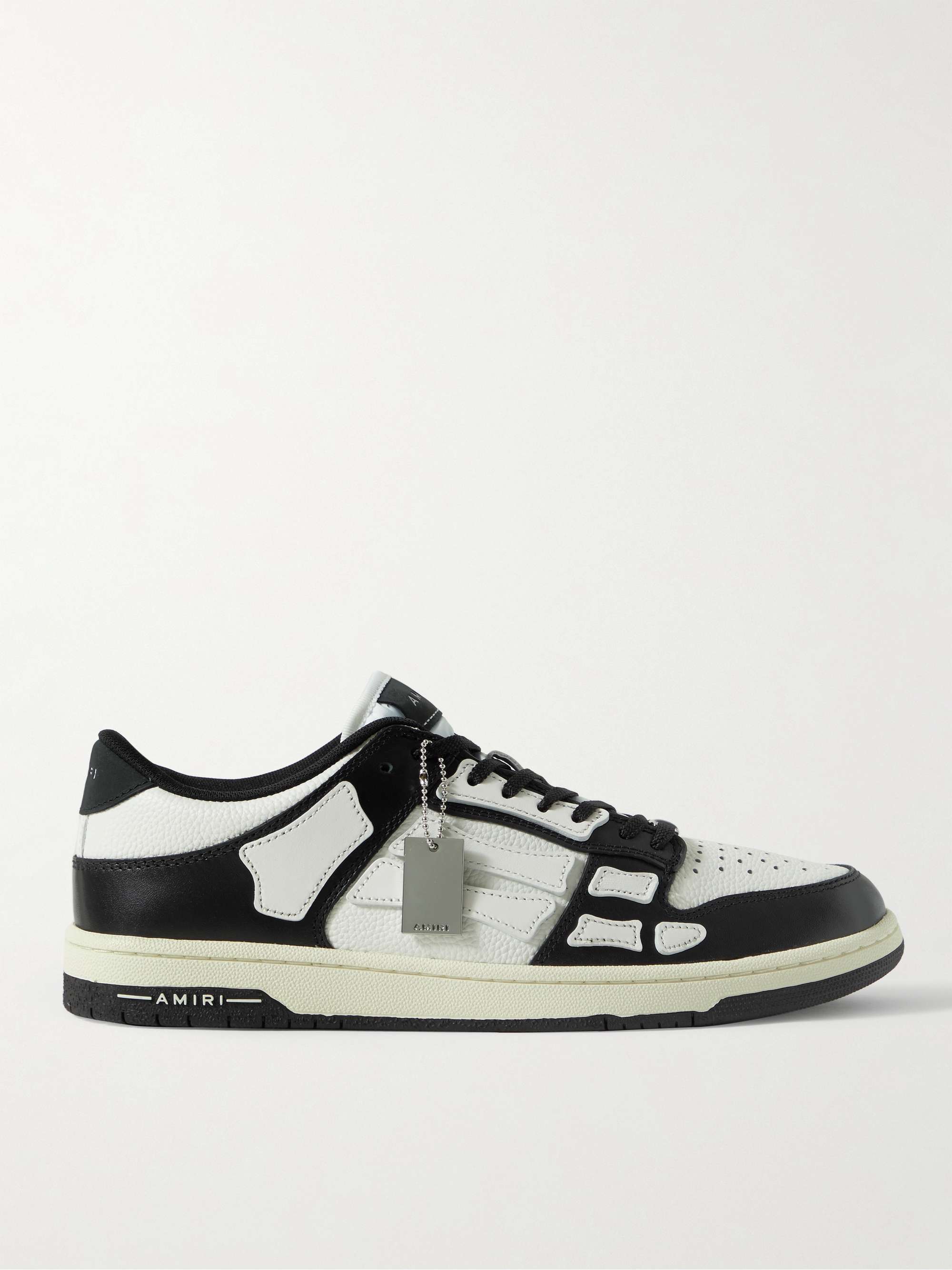 Amiri Skel Denim Leather Low-Top Sneakers