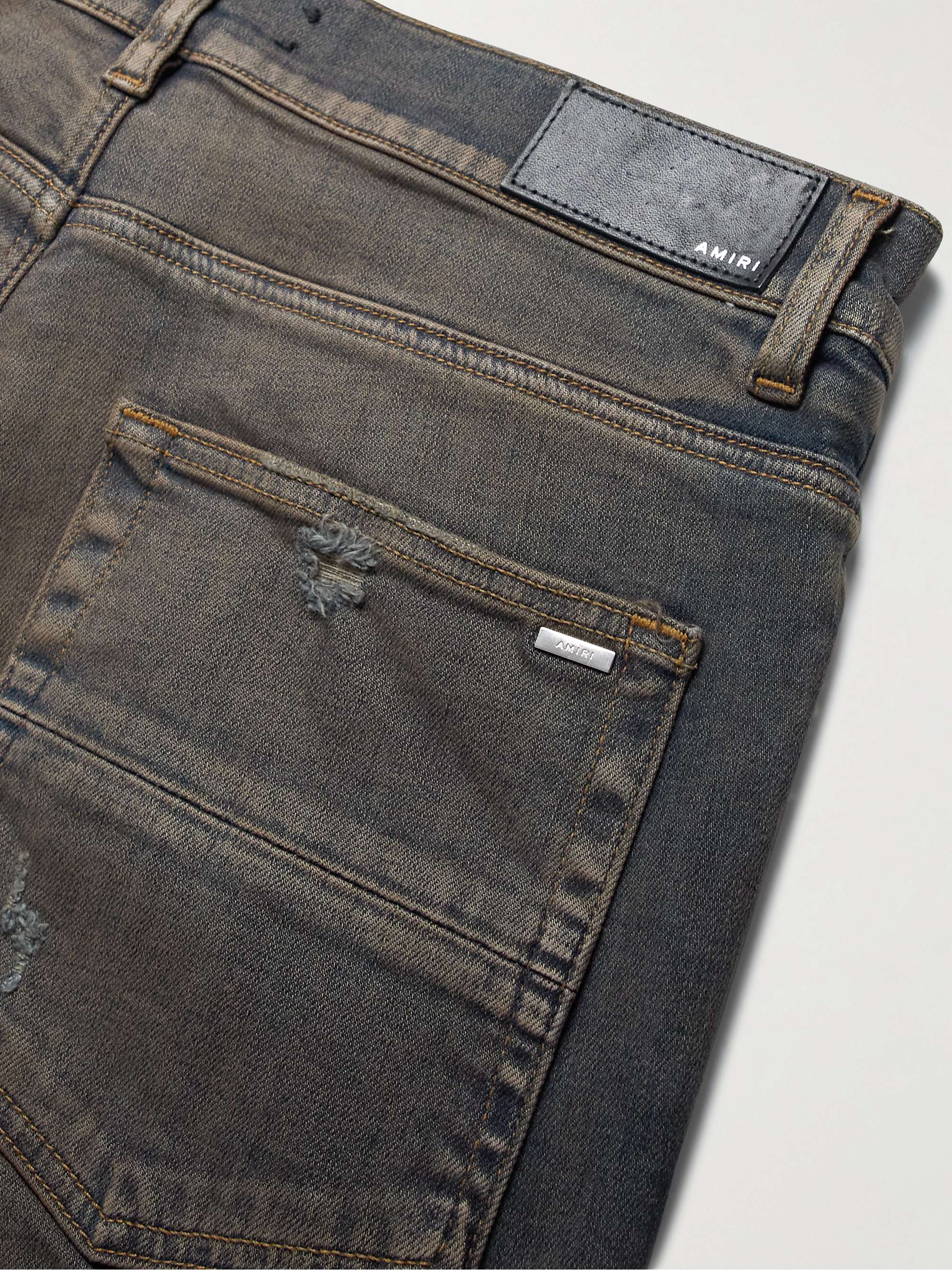 AMIRI MX1 Skinny-Fit Checked Flannel-Panelled Distressed Jeans