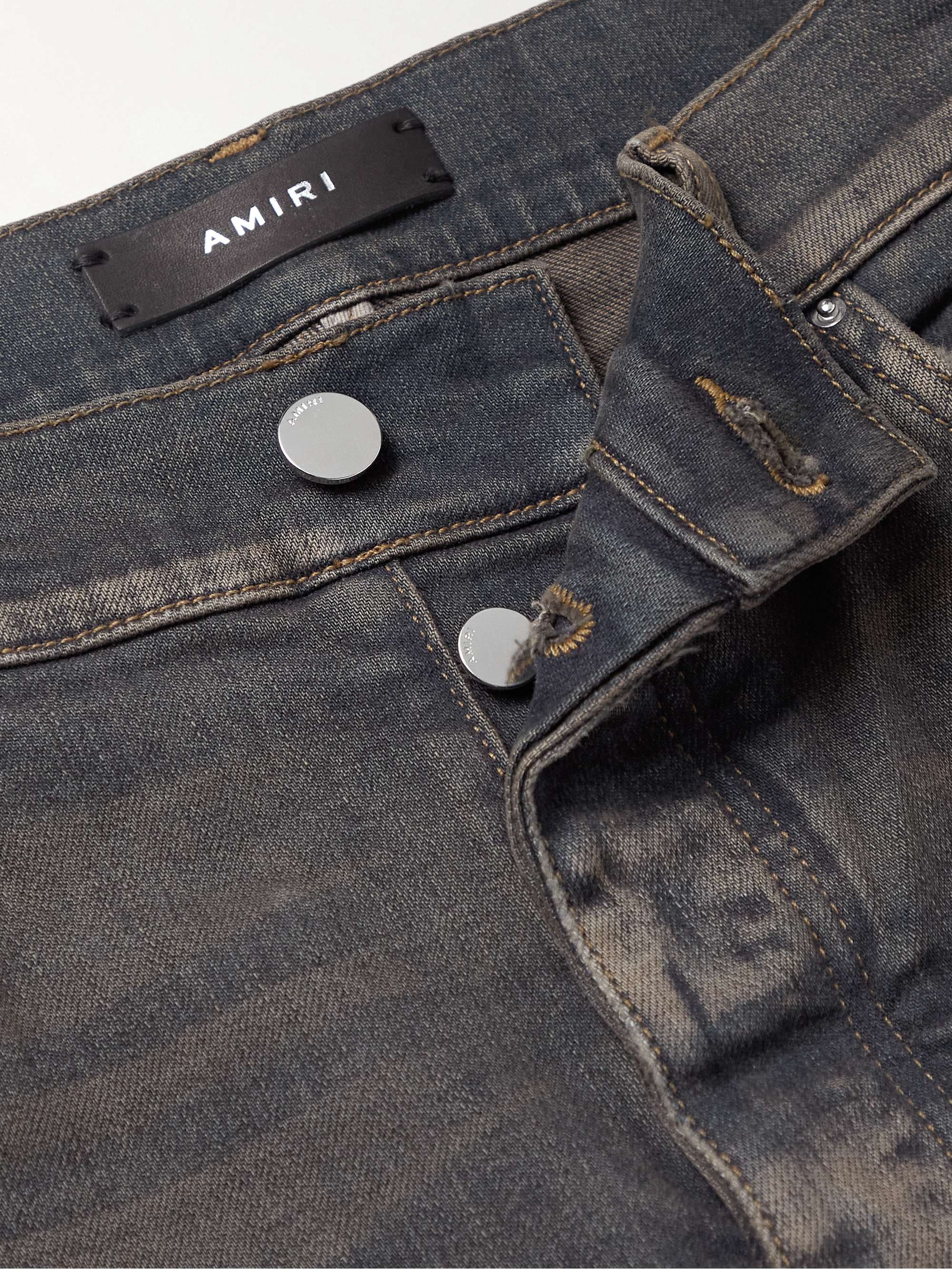 AMIRI MX1 Skinny-Fit Checked Flannel-Panelled Distressed Jeans