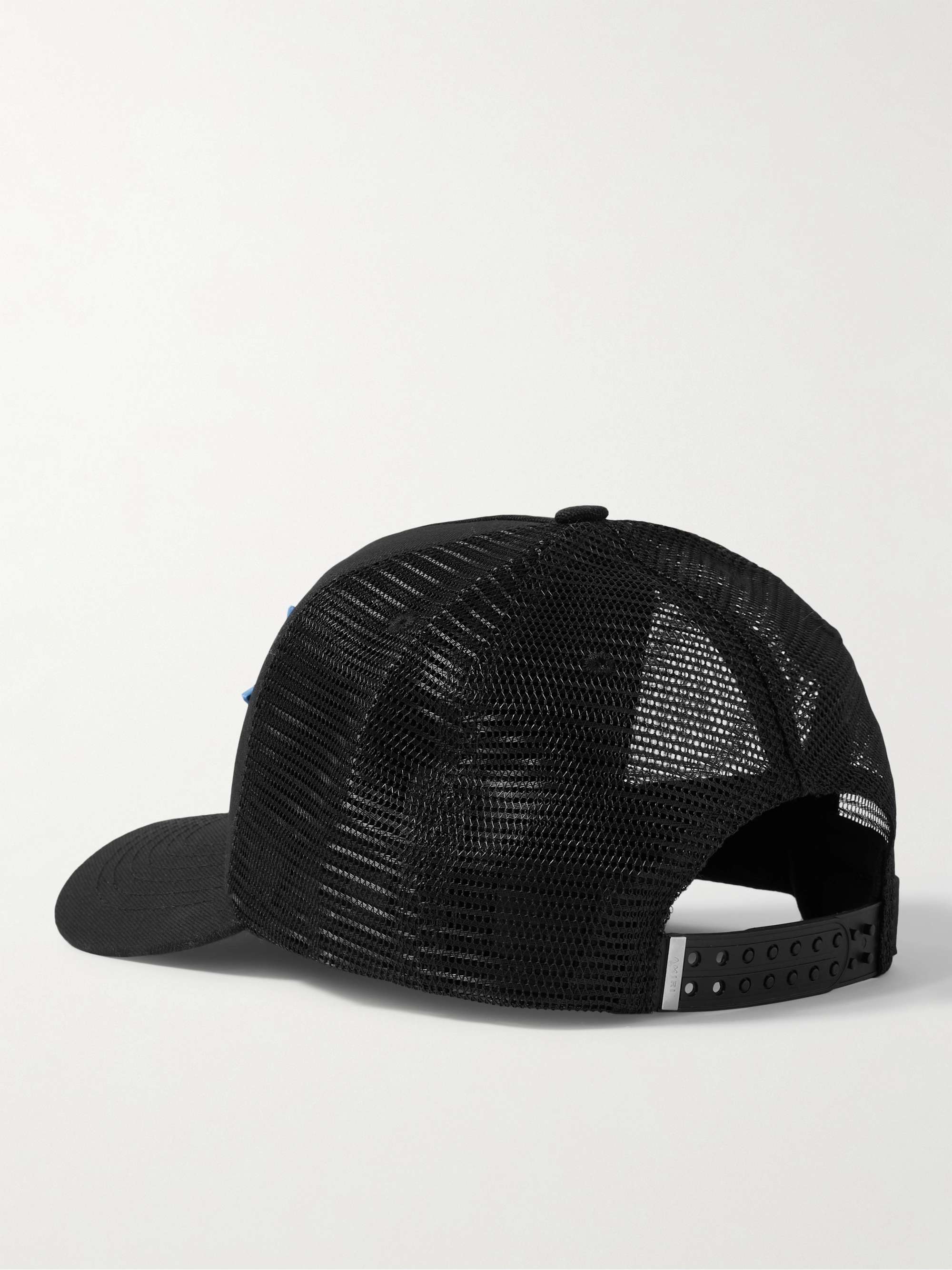 AMIRI Leather-Trimmed Cotton-Canvas and Mesh Trucker Cap