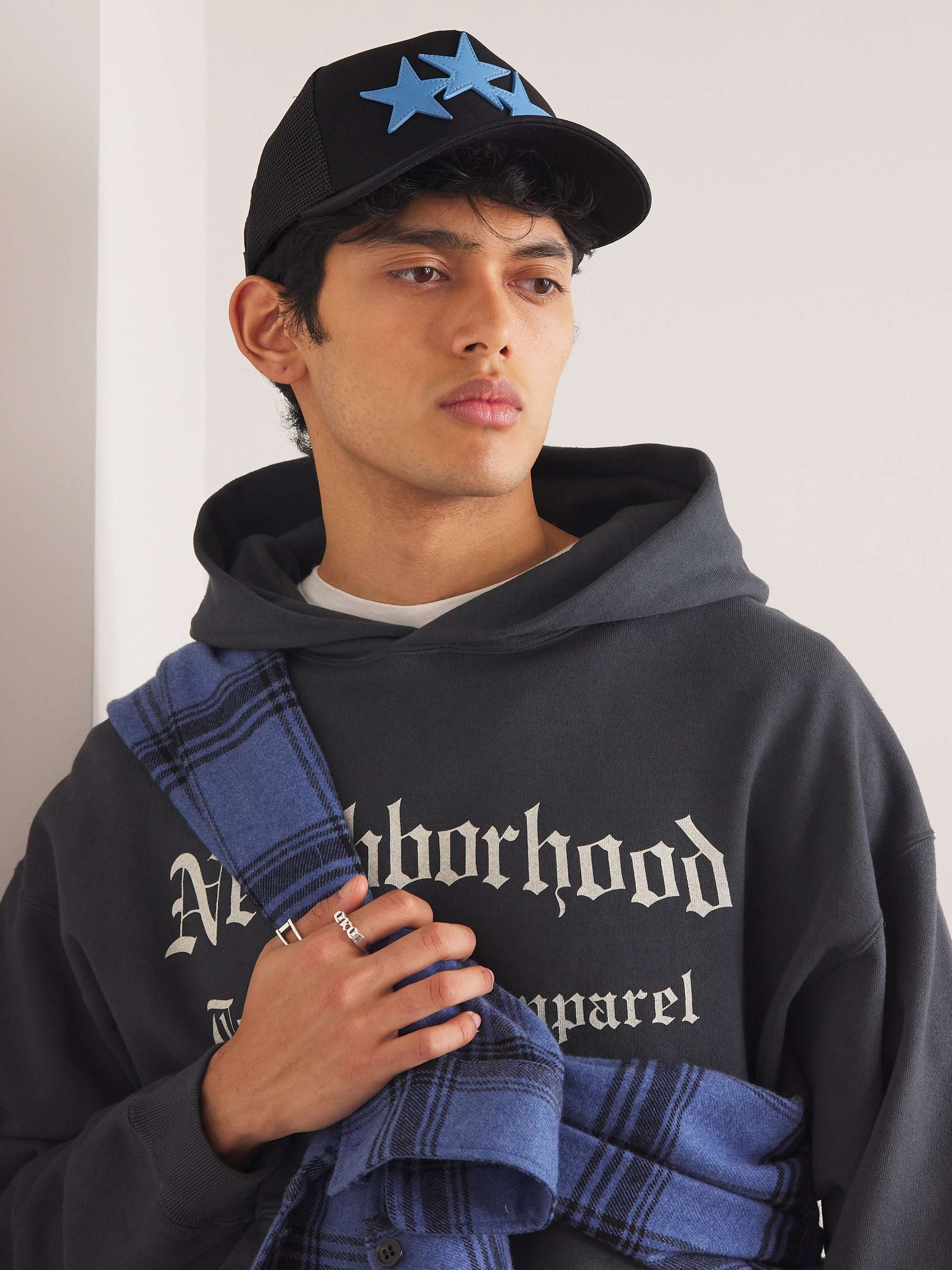 AMIRI Leather-Trimmed Cotton-Canvas and Mesh Trucker Cap