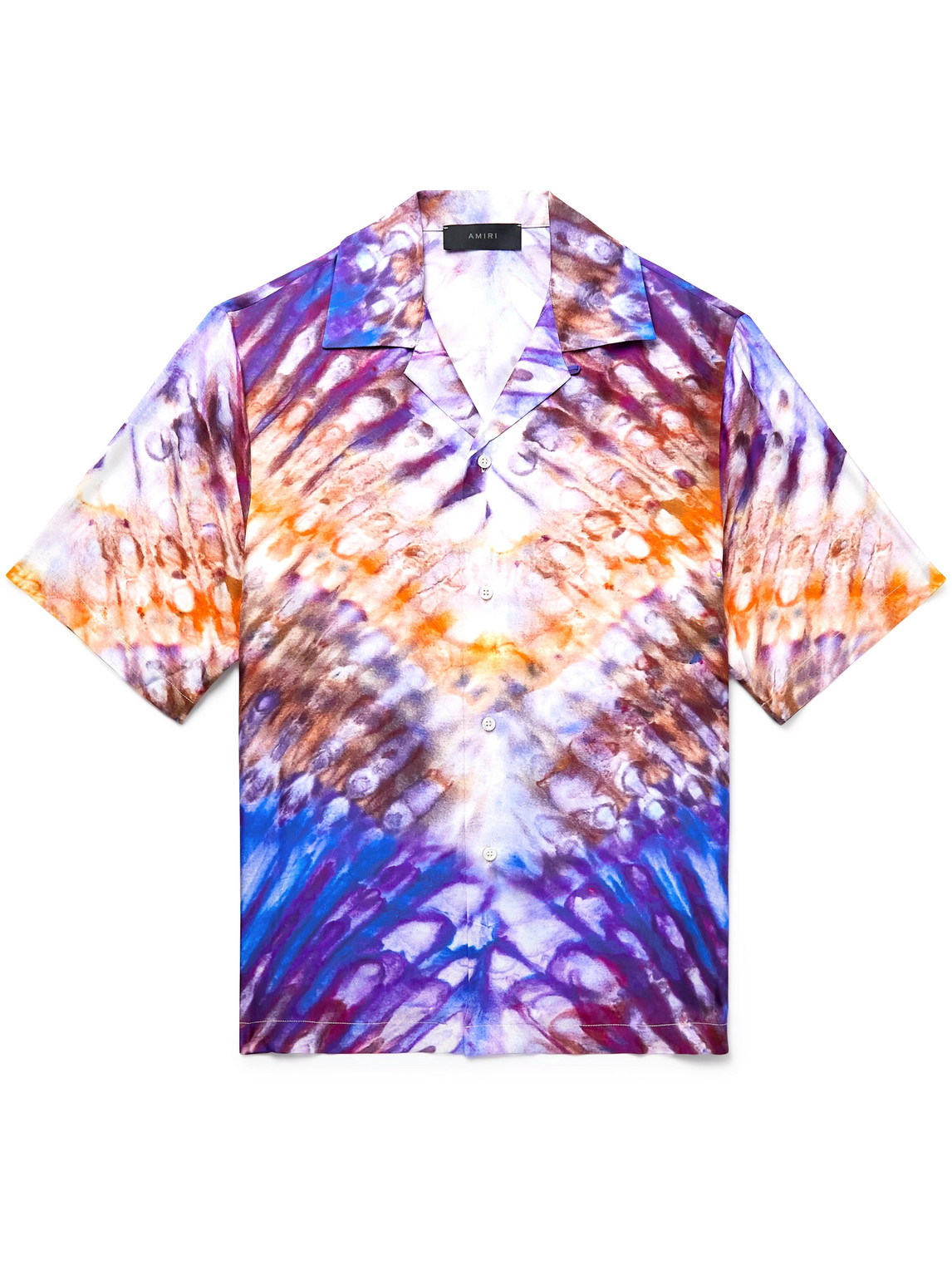 AMIRI - Convertible-Collar Tie-Dyed Silk-Twill Shirt - Men - Purple - S