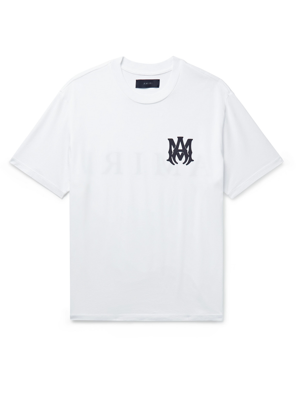 Amiri White Crewneck T-shirt With Logo Print On The Front And Logo Lettering On The Rear In Cotton Man In White