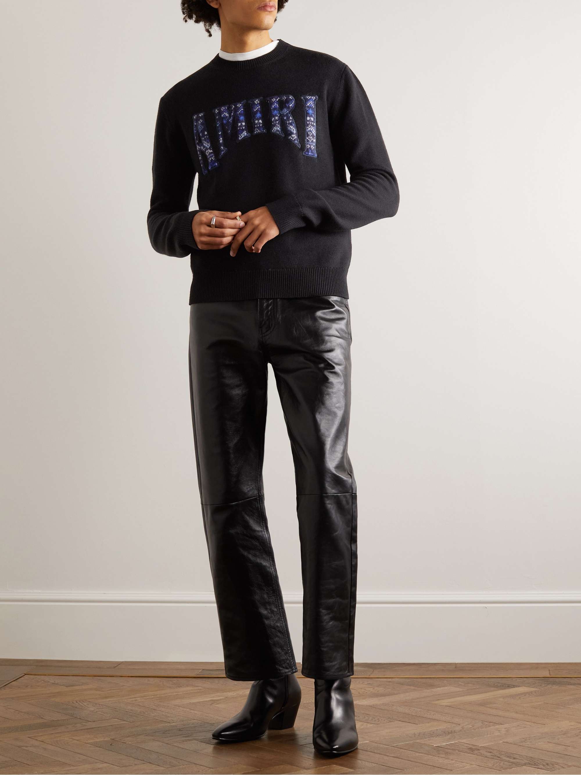 AMIRI Logo-Embroidered Wool-Blend Sweater