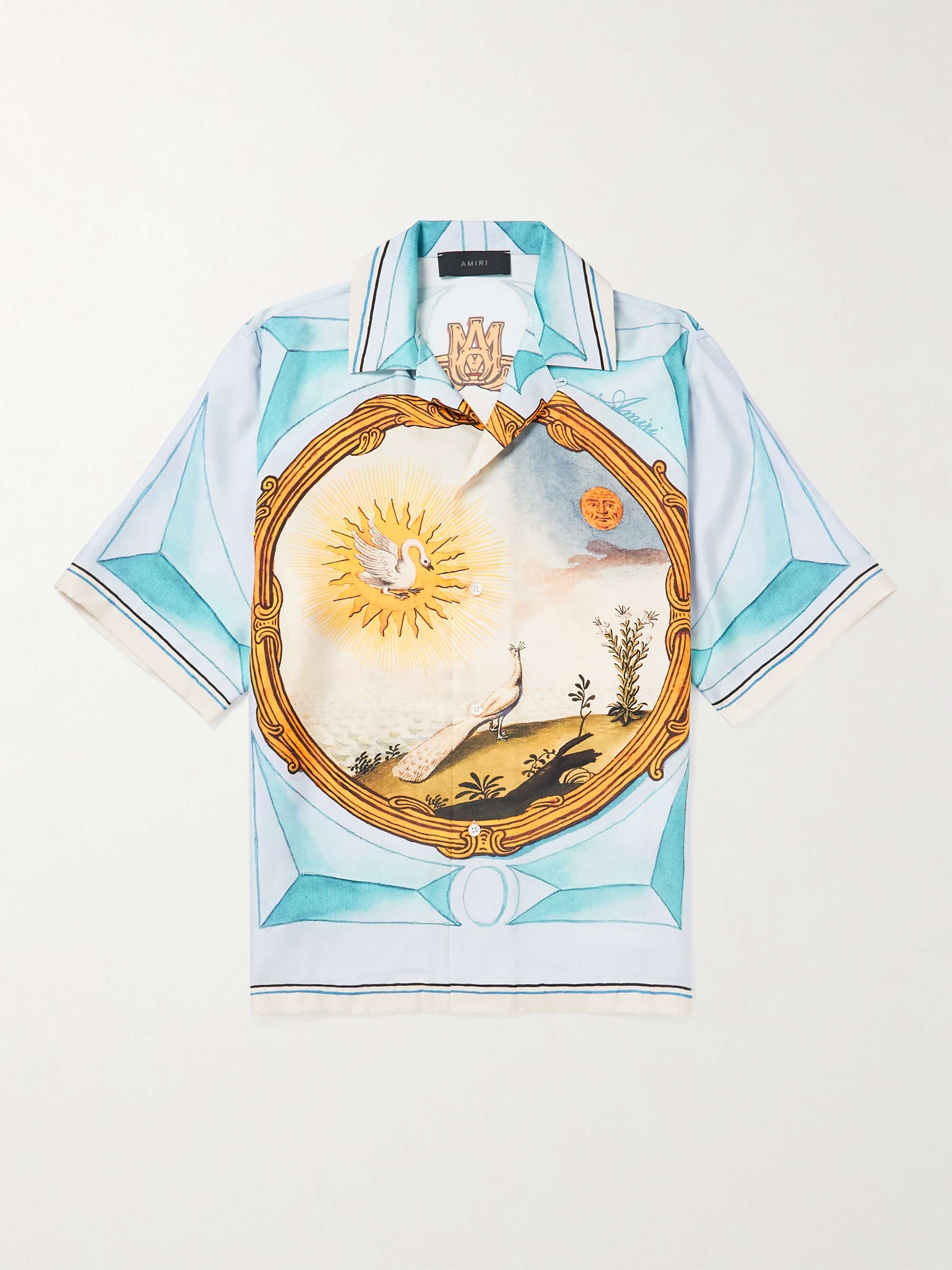 AMIRI Landscape Frame Camp-Collar Printed Silk-Twill Shirt