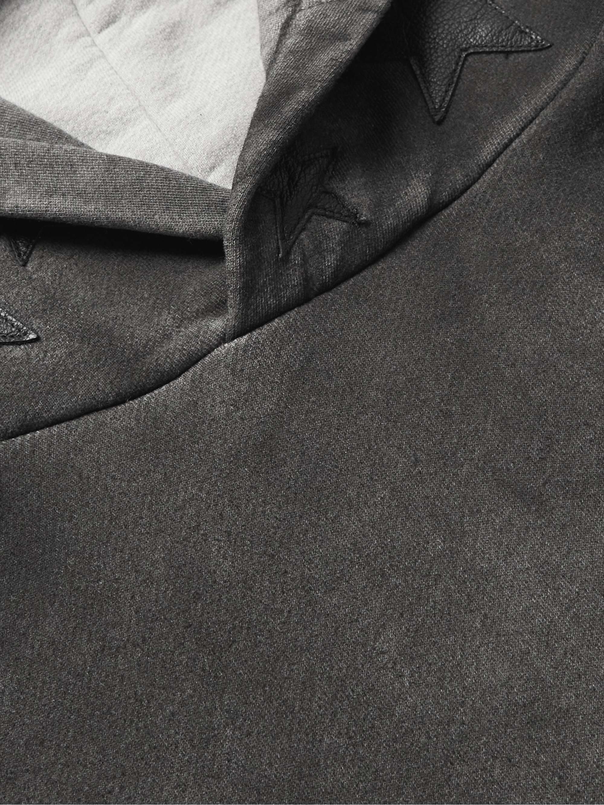 AMIRI Pigment Spray Star Leather-Trimmed Cotton-Jersey Hoodie