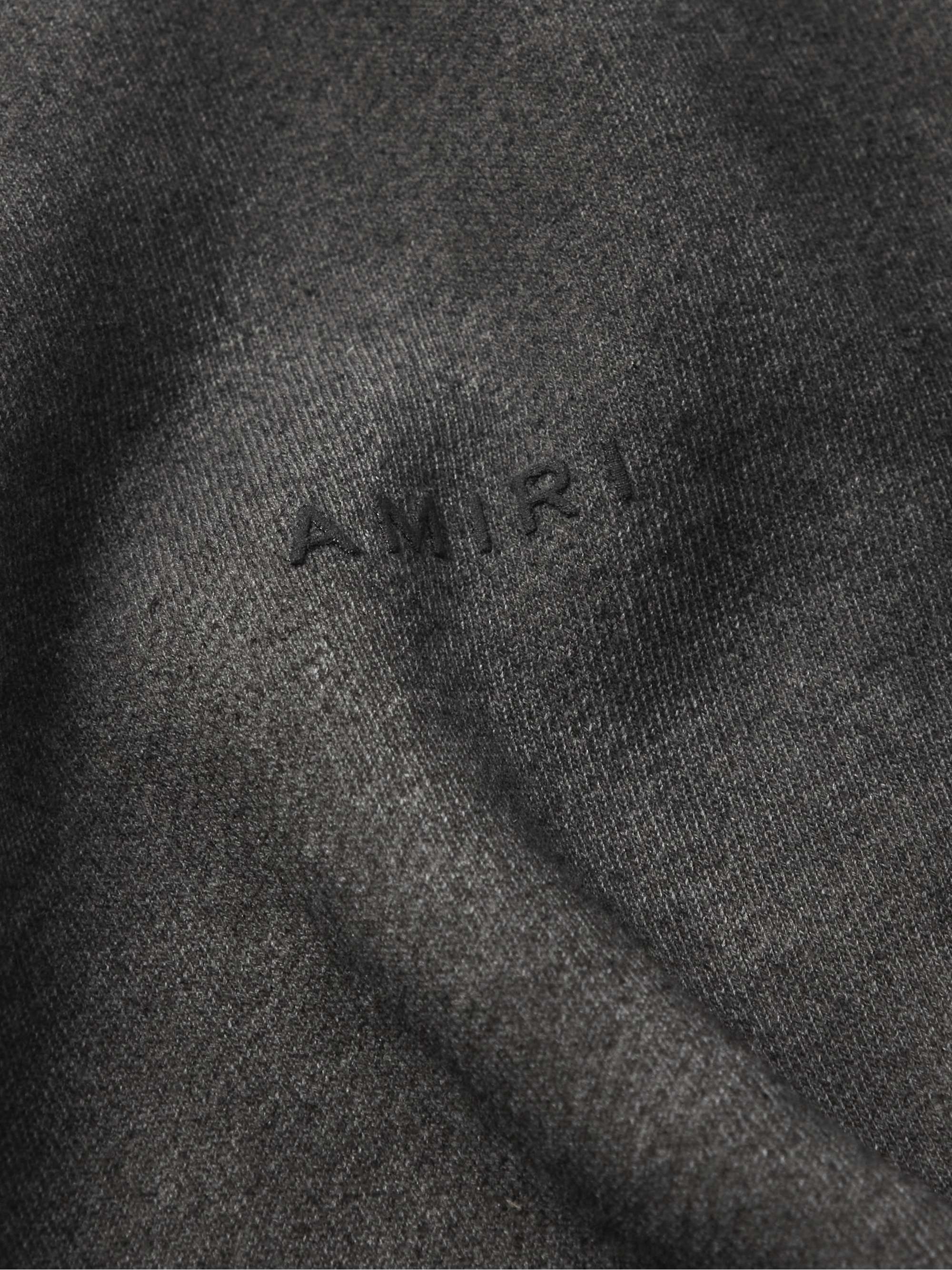 AMIRI Pigment Spray Star Leather-Trimmed Cotton-Jersey Hoodie
