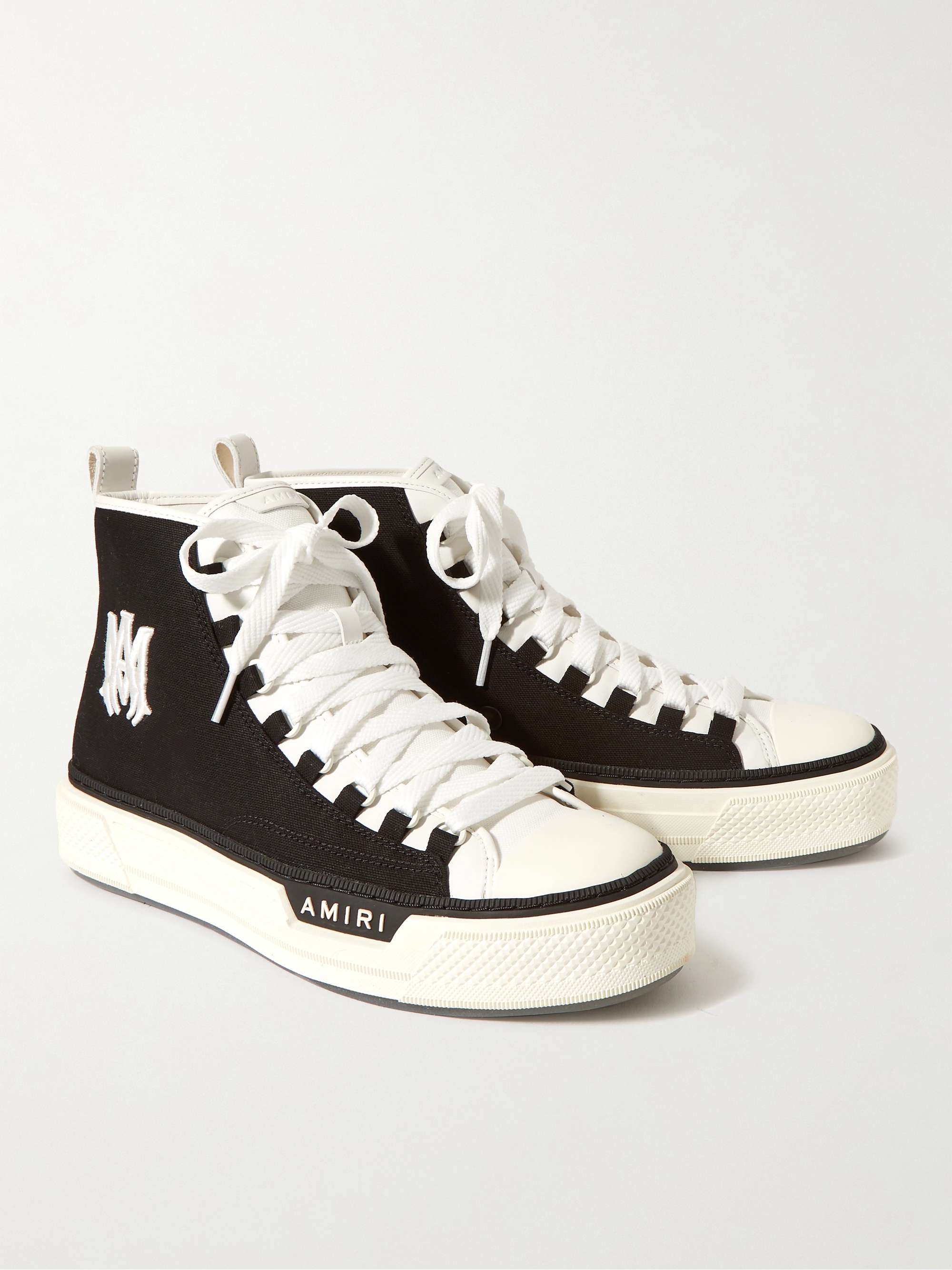 AMIRI MA Court Leather-Trimmed Canvas High-Top Sneakers