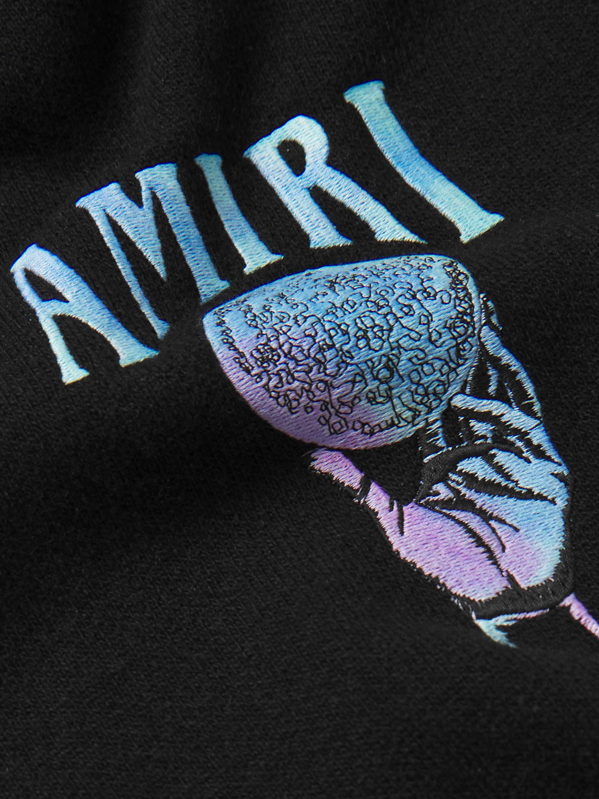 AMIRI Crystal Ball Logo-Embroidered Intarsia Cashmere-Blend Hoodie