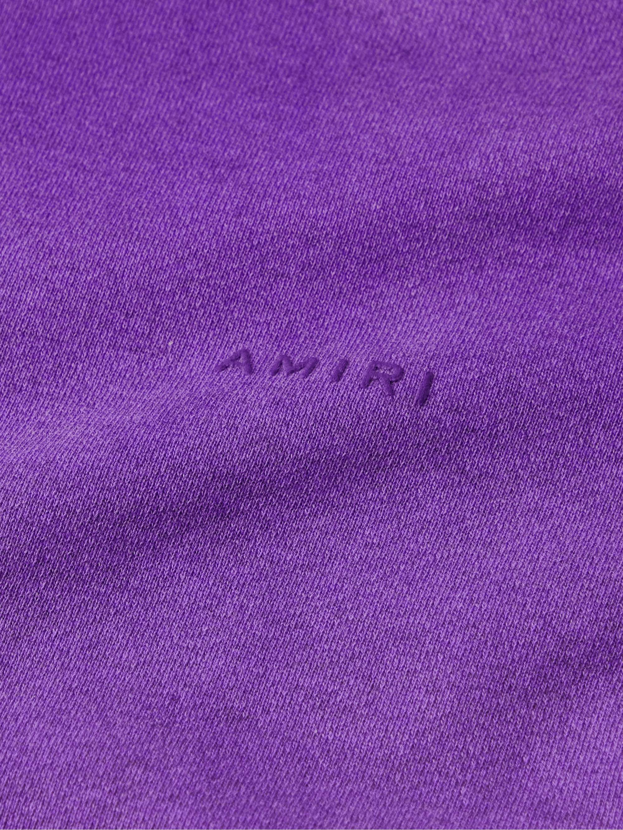 AMIRI Pigment Spray Star Leather-Trimmed Cotton-Jersey Hoodie