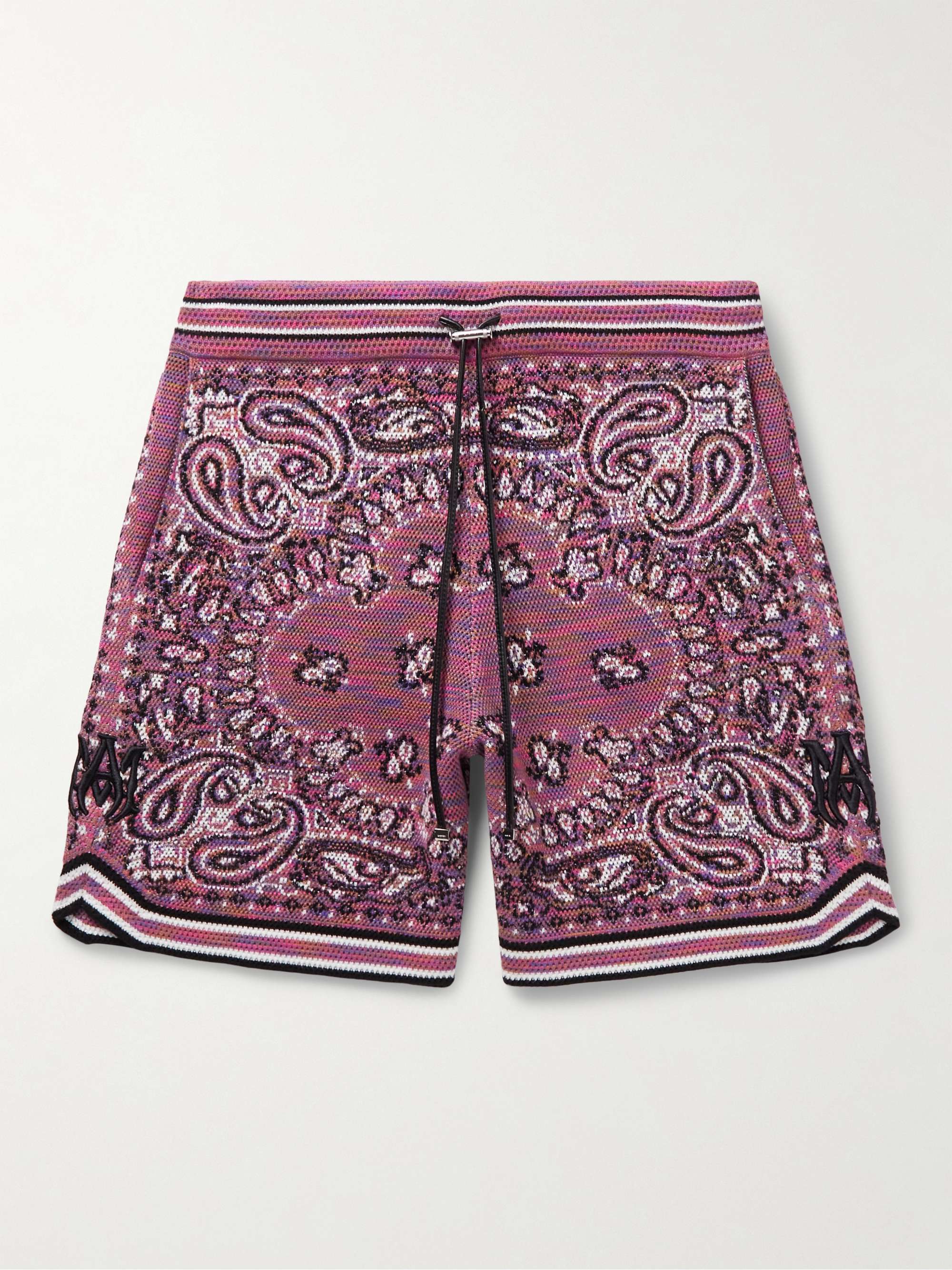 AMIRI Straight-Leg Space-Dyed Bandana-Jacquard Cotton Drawstring Shorts