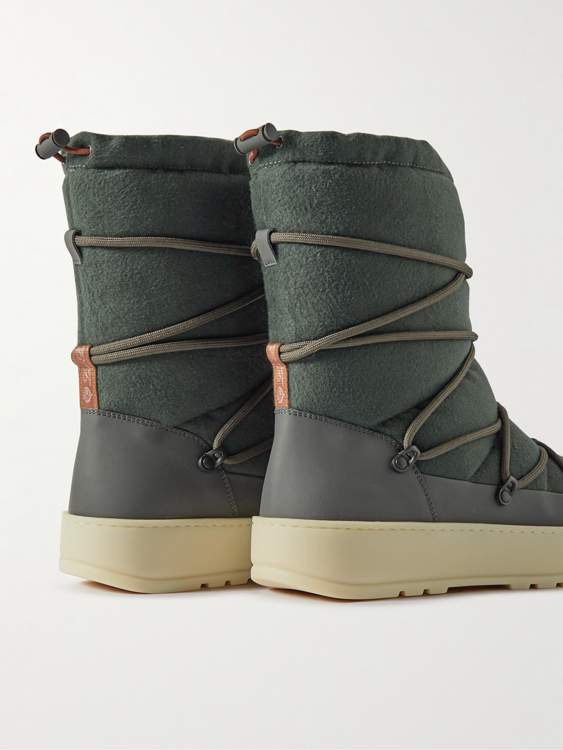 Shop Loro Piana Snow Wander Quilted Leather-trimmed Cashmere Boots In Green