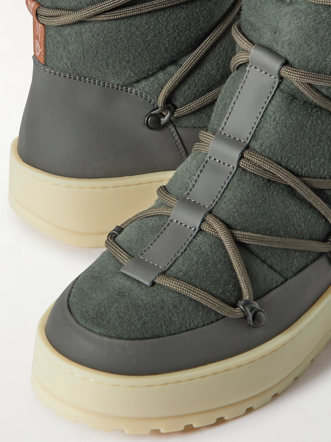 Shop Loro Piana Snow Wander Quilted Leather-trimmed Cashmere Boots In Green