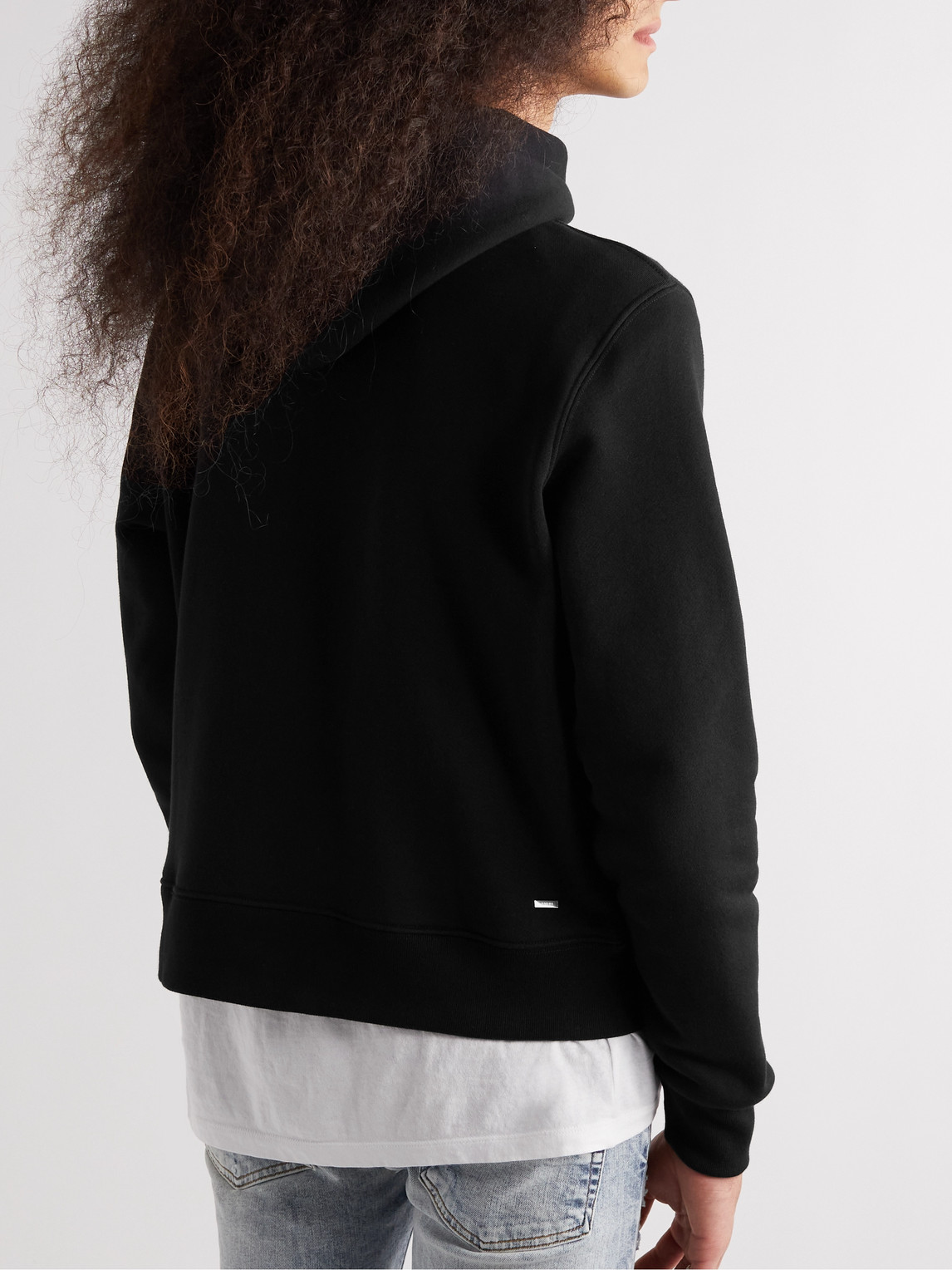Shop Amiri Logo-print Cotton-jersey Hoodie In Black