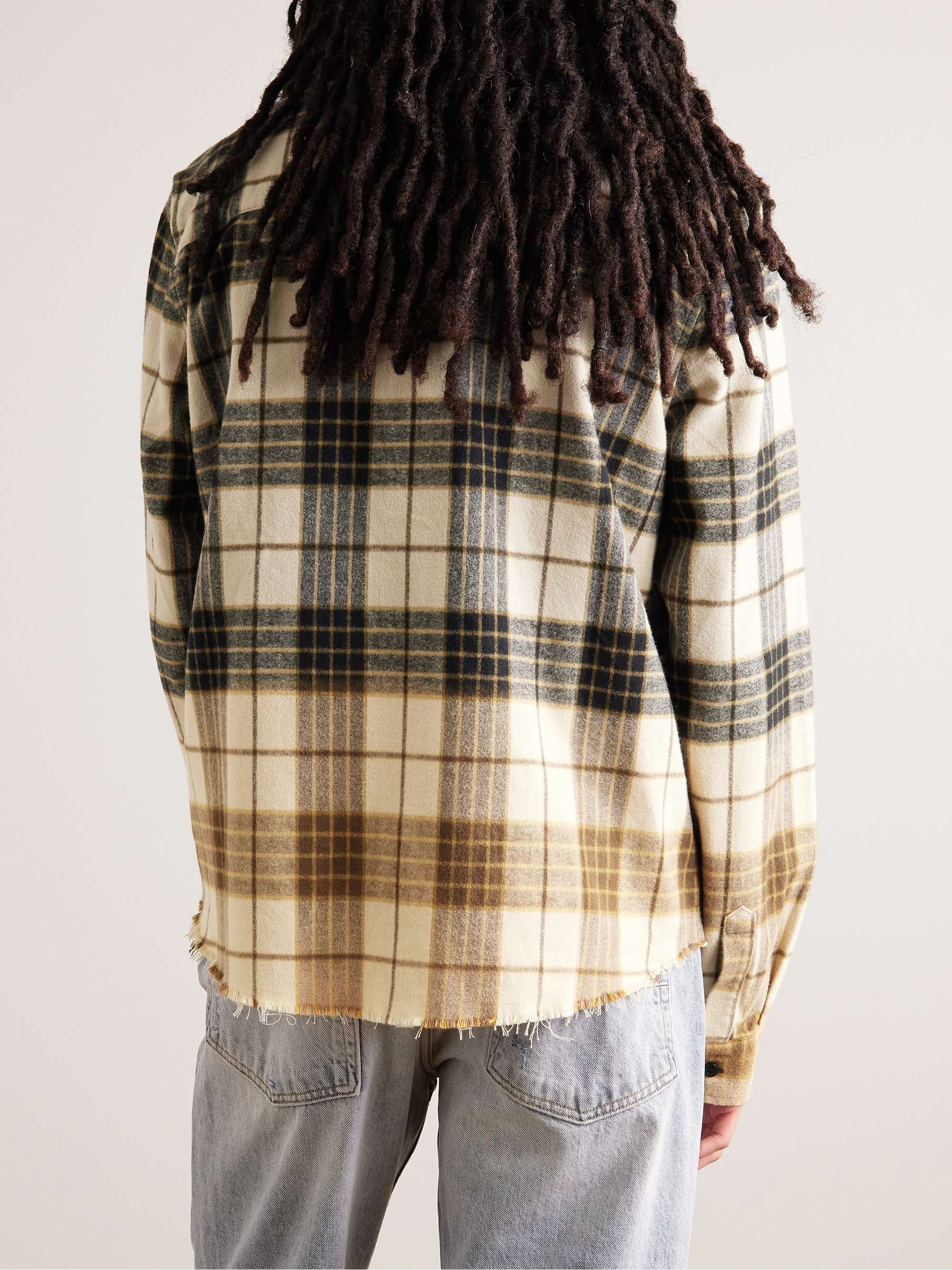 AMIRI Frayed Checked Cotton-Flannel Shirt