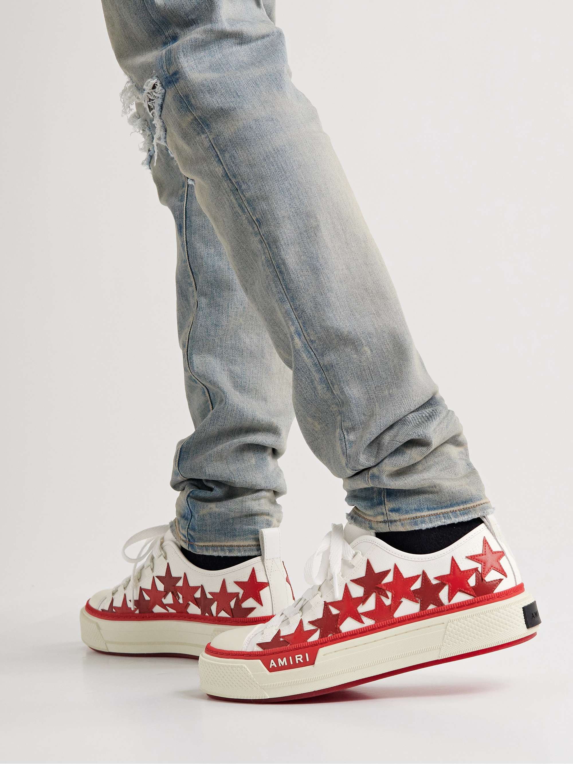 AMIRI Appliquéd Leather and Canvas Sneakers