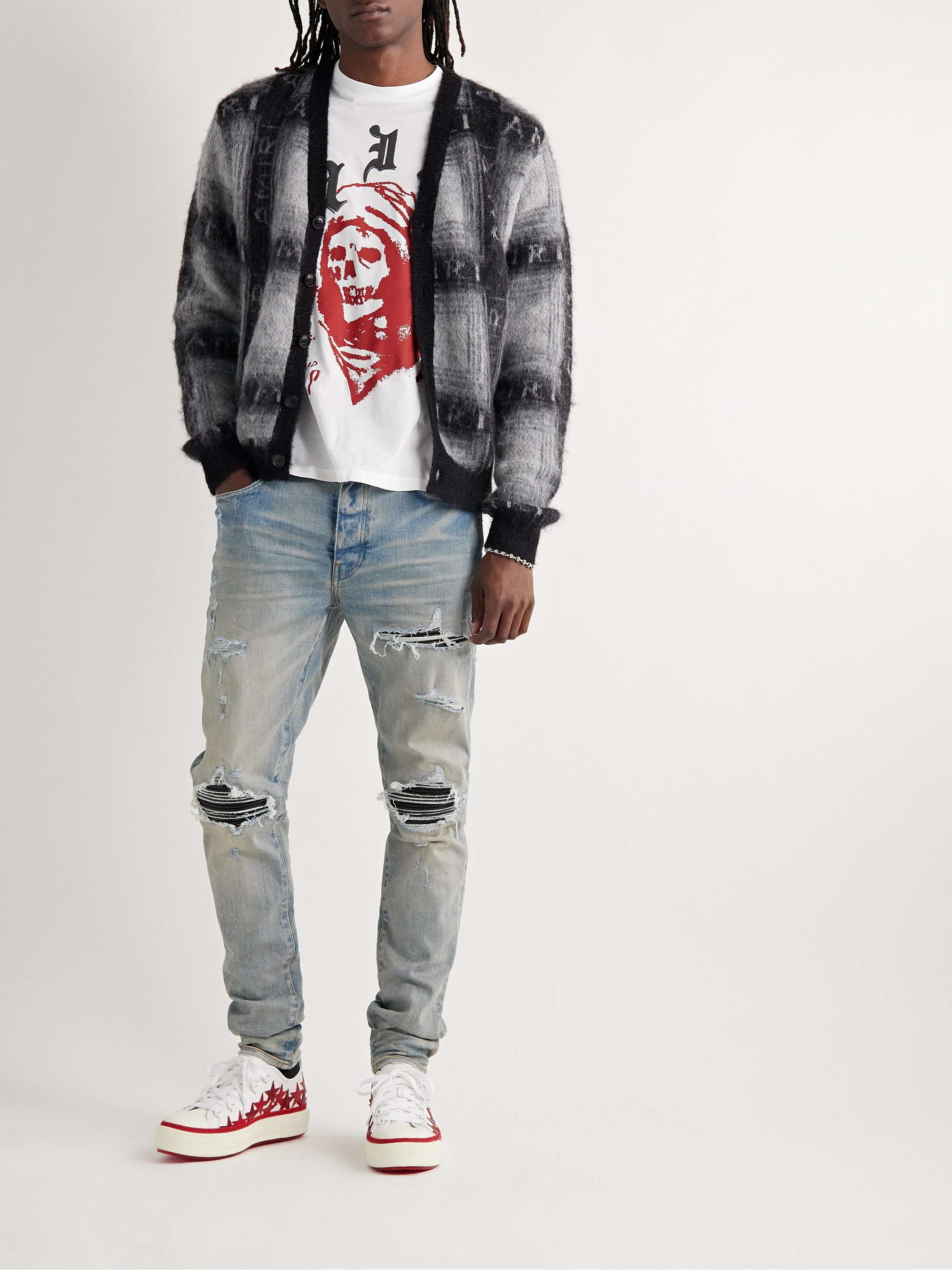 AMIRI Appliquéd Leather and Canvas Sneakers