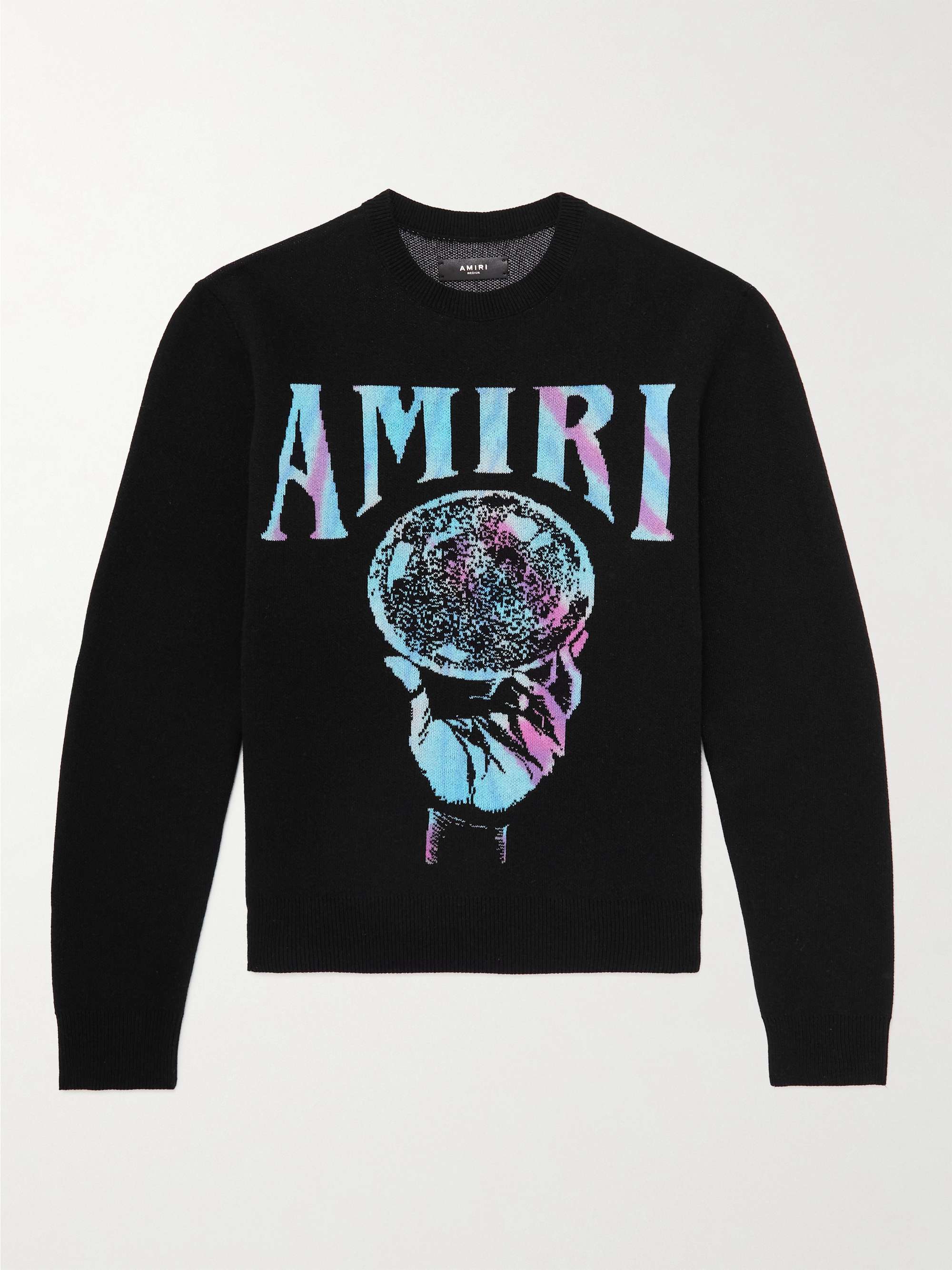 AMIRI Crystal Ball Logo-Intarsia Cashmere Sweater