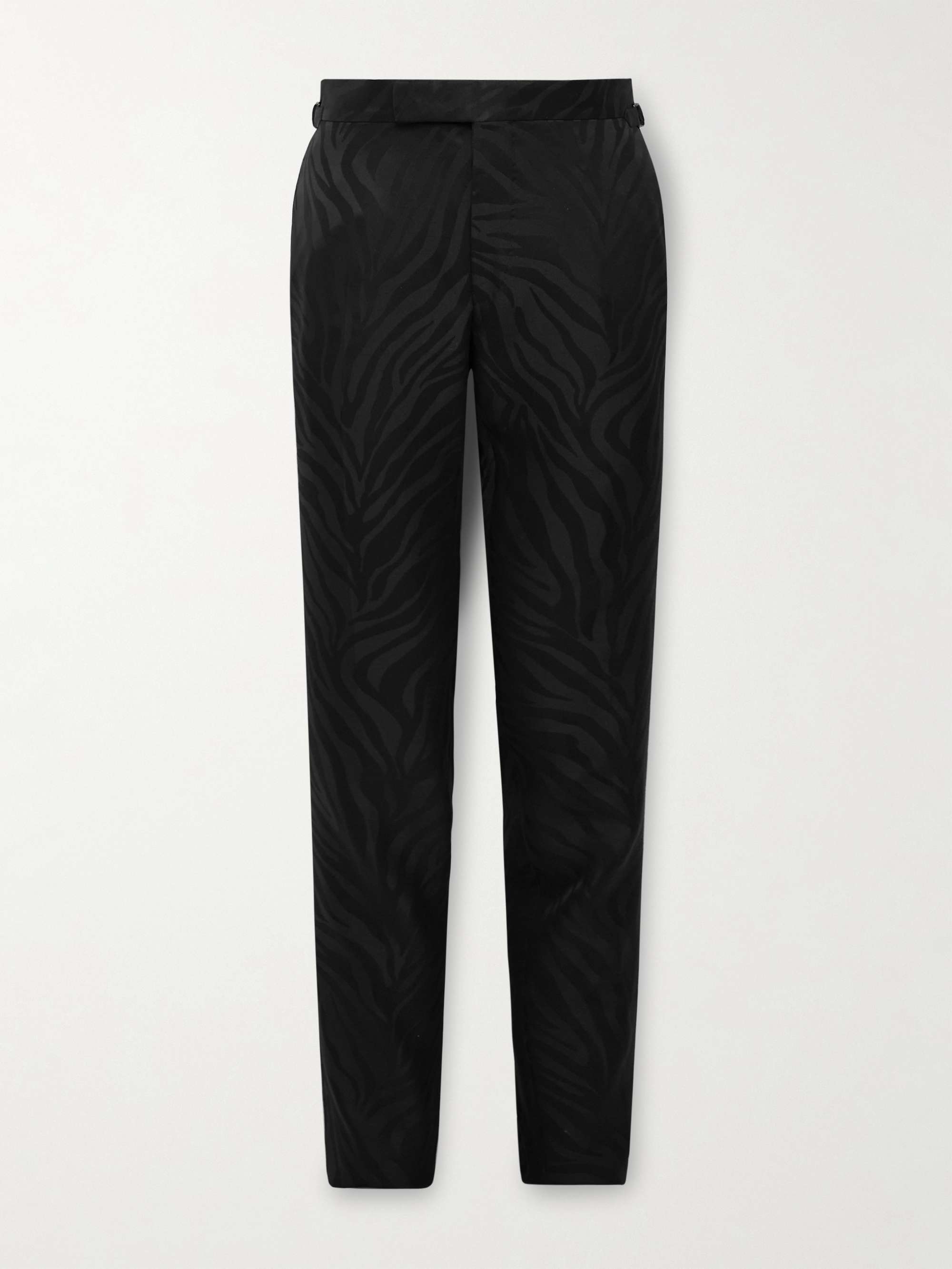 TOM FORD Austin Straight-Leg Wool and Silk-Blend Satin-Jacquard Suit Trousers