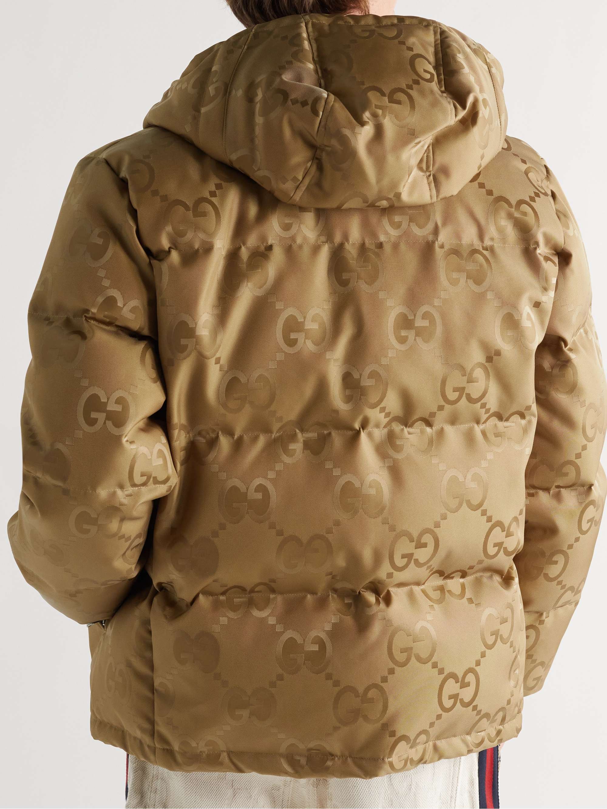 GUCCI Quilted Logo-Jacquard Shell Hooded Down Jacket