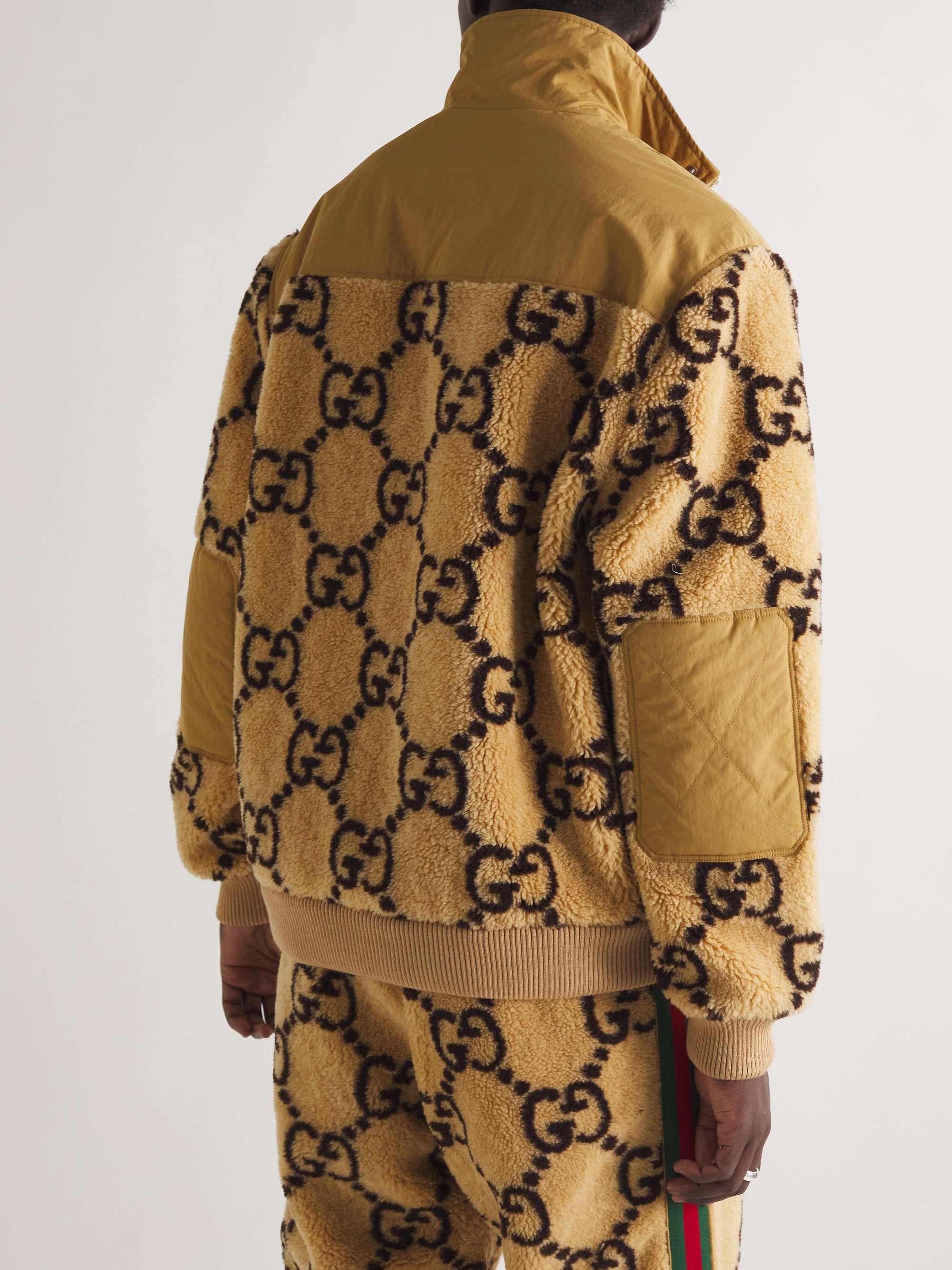 GUCCI Logo-Jacquard Wool-Blend Fleece and Shell Half-Zip Track Jacket