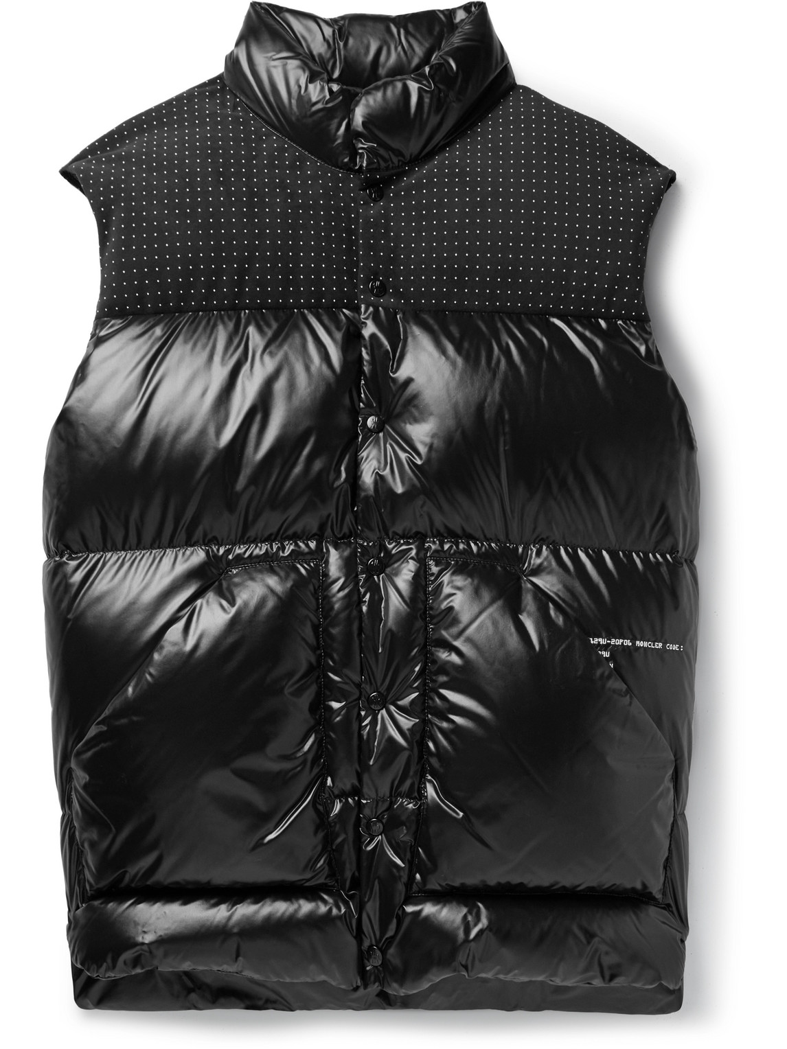 MONCLER GENIUS 7 MONCLER FRGMT HIROSHI FUJIWARA OSTEEN POLKA-DOT FELT-TRIMMED SHELL GILET