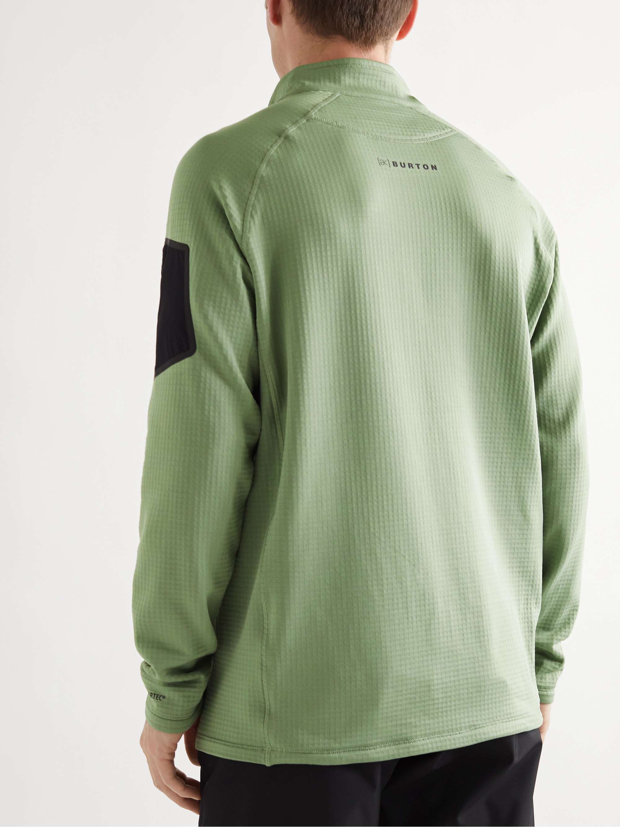BURTON [ak] Helium Slim-Fit Polartec Power Grid Fleece Hooded Half-Zip Ski Mid-Layer