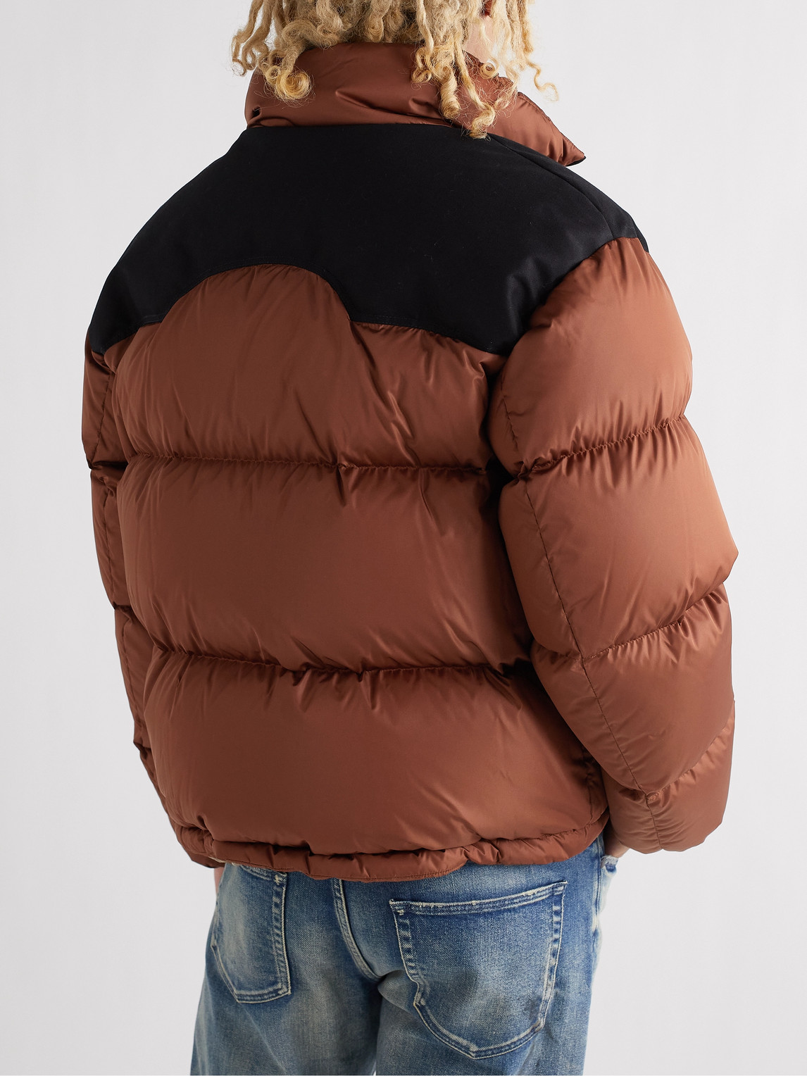 Shop Moncler Genius Palm Angels Nevin Quilted Padded Shell Down Jacket In Brown
