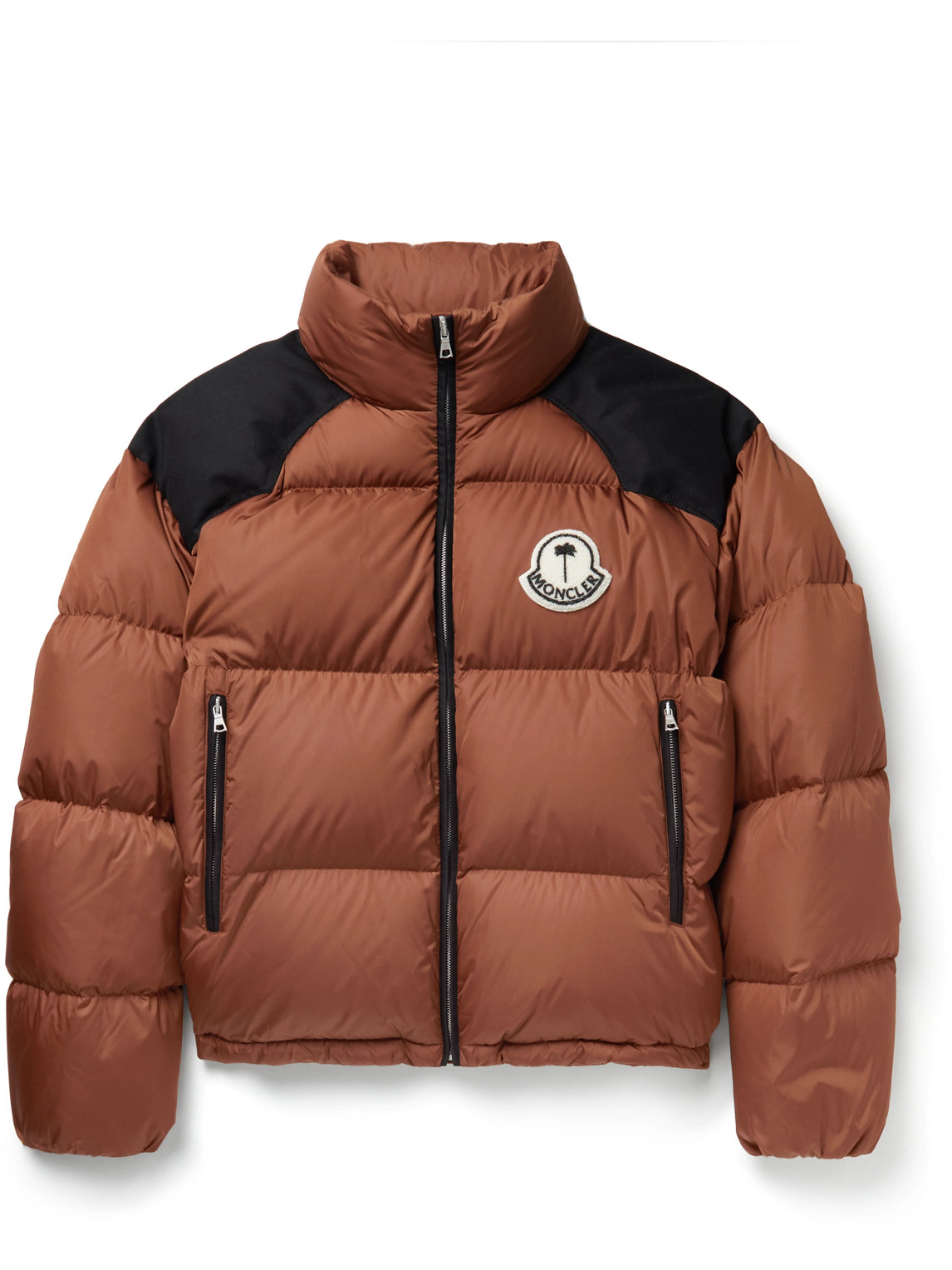 Shop Moncler Genius Palm Angels Nevin Quilted Padded Shell Down Jacket In Brown