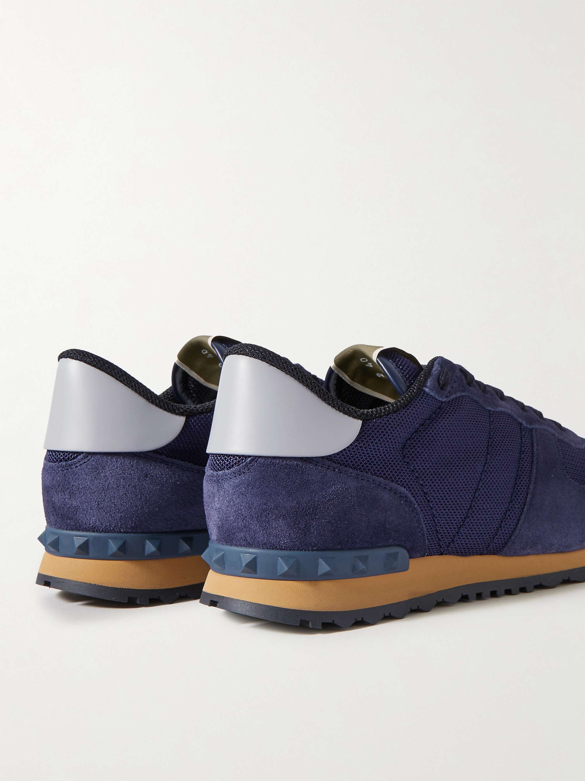 VALENTINO GARAVANI Valentino Garavani Rockrunner Suede, Leather and Mesh Sneakers