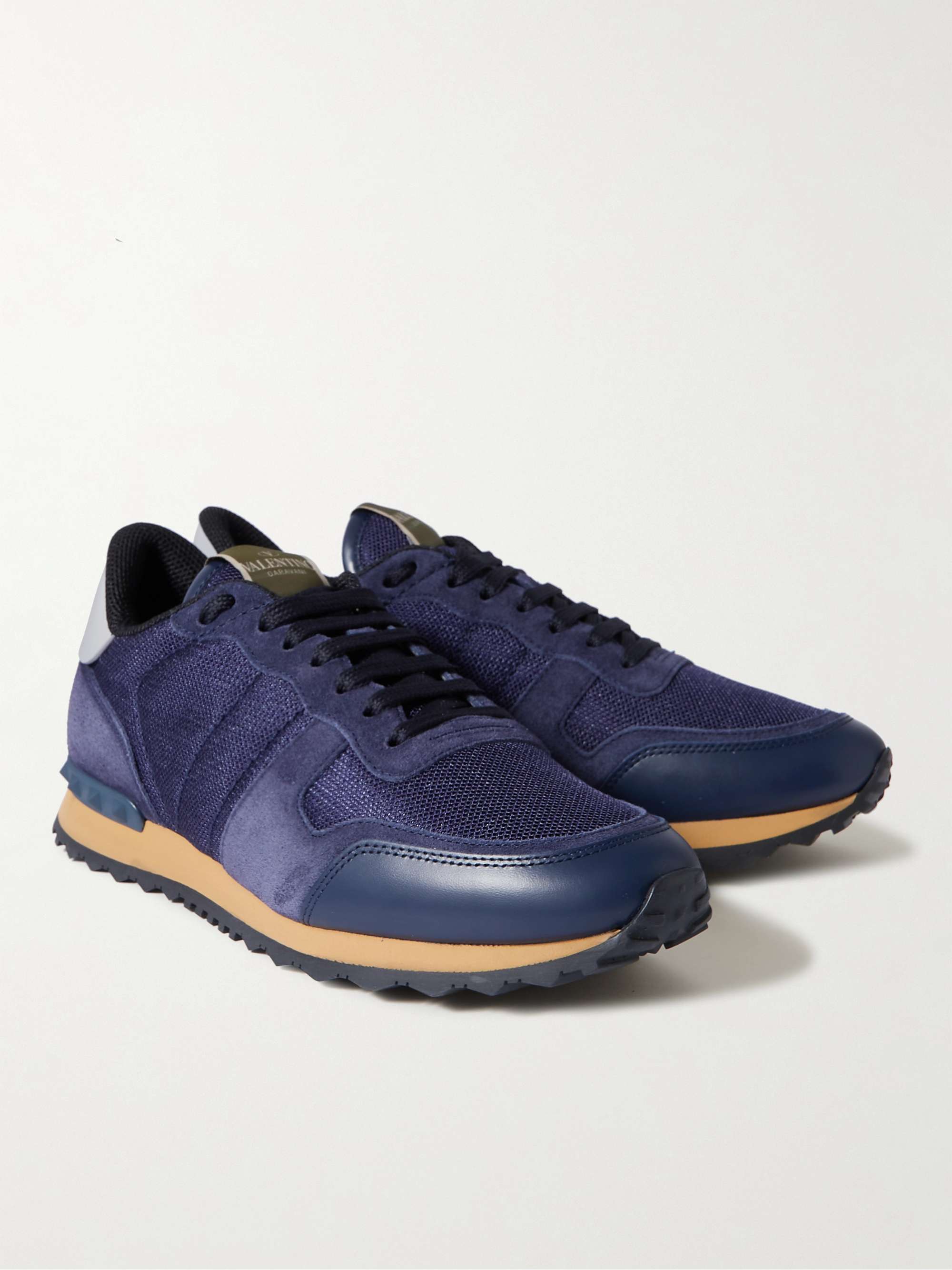 VALENTINO GARAVANI Valentino Garavani Rockrunner Suede, Leather and ...