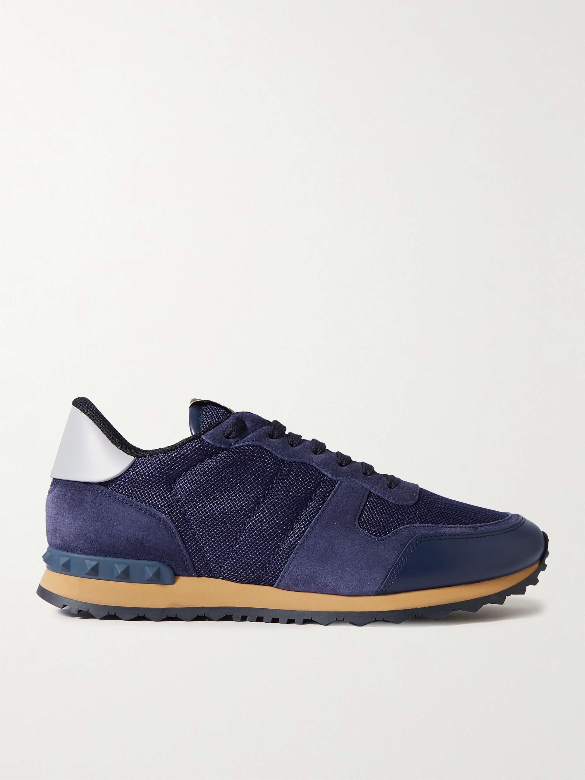 VALENTINO Garavani Rockrunner Suede, and Mesh Sneakers for Men | MR PORTER