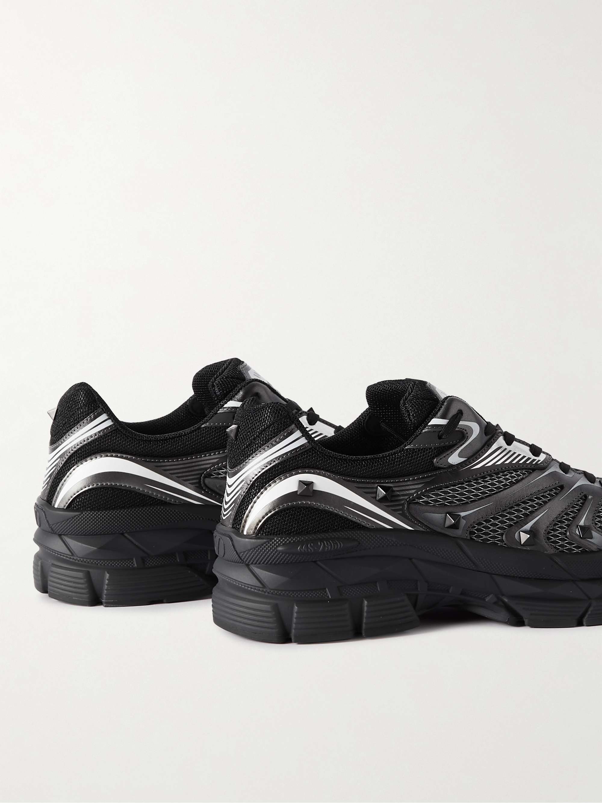 VALENTINO GARAVANI Valentino Garavani MS-2960 Studded Leather and Mesh Sneakers
