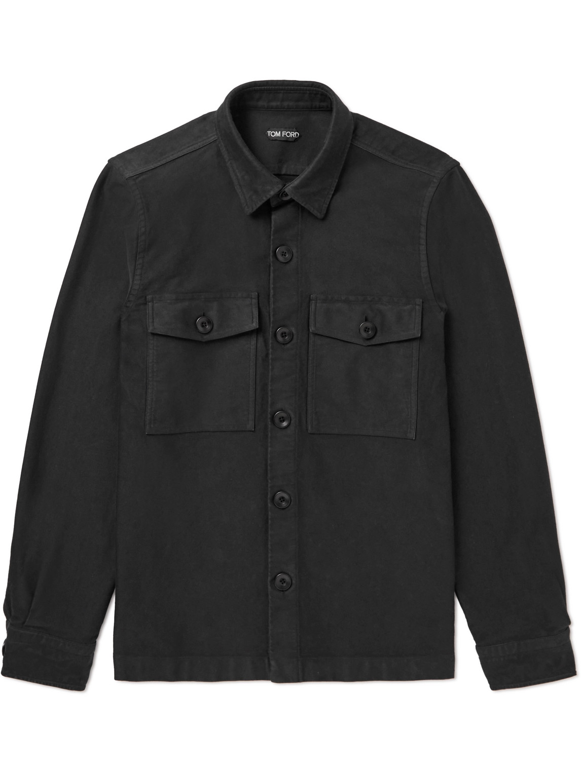 Tom Ford Garment-dyed Cotton Overshirt In Black