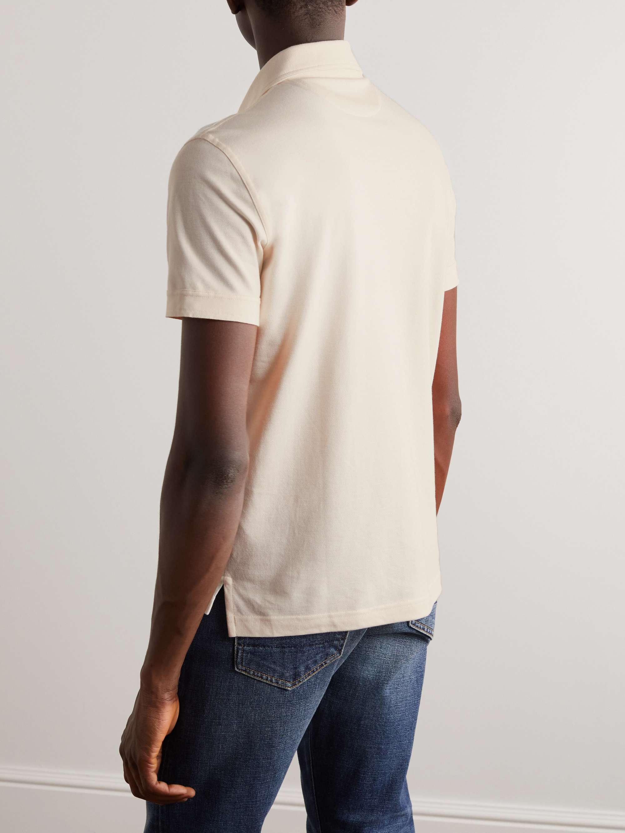 TOM FORD Cotton and Silk-Blend Piqué Polo Shirt