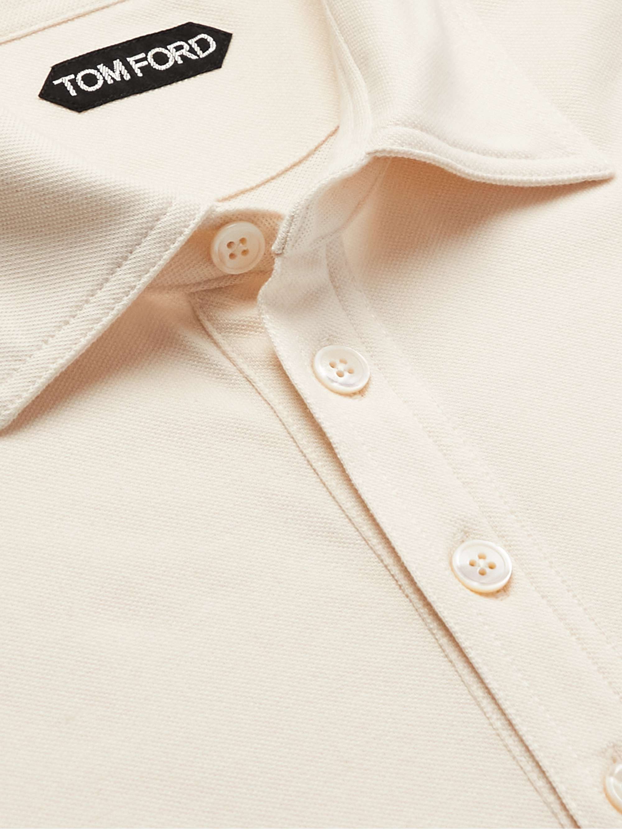 TOM FORD Cotton and Silk-Blend Piqué Polo Shirt