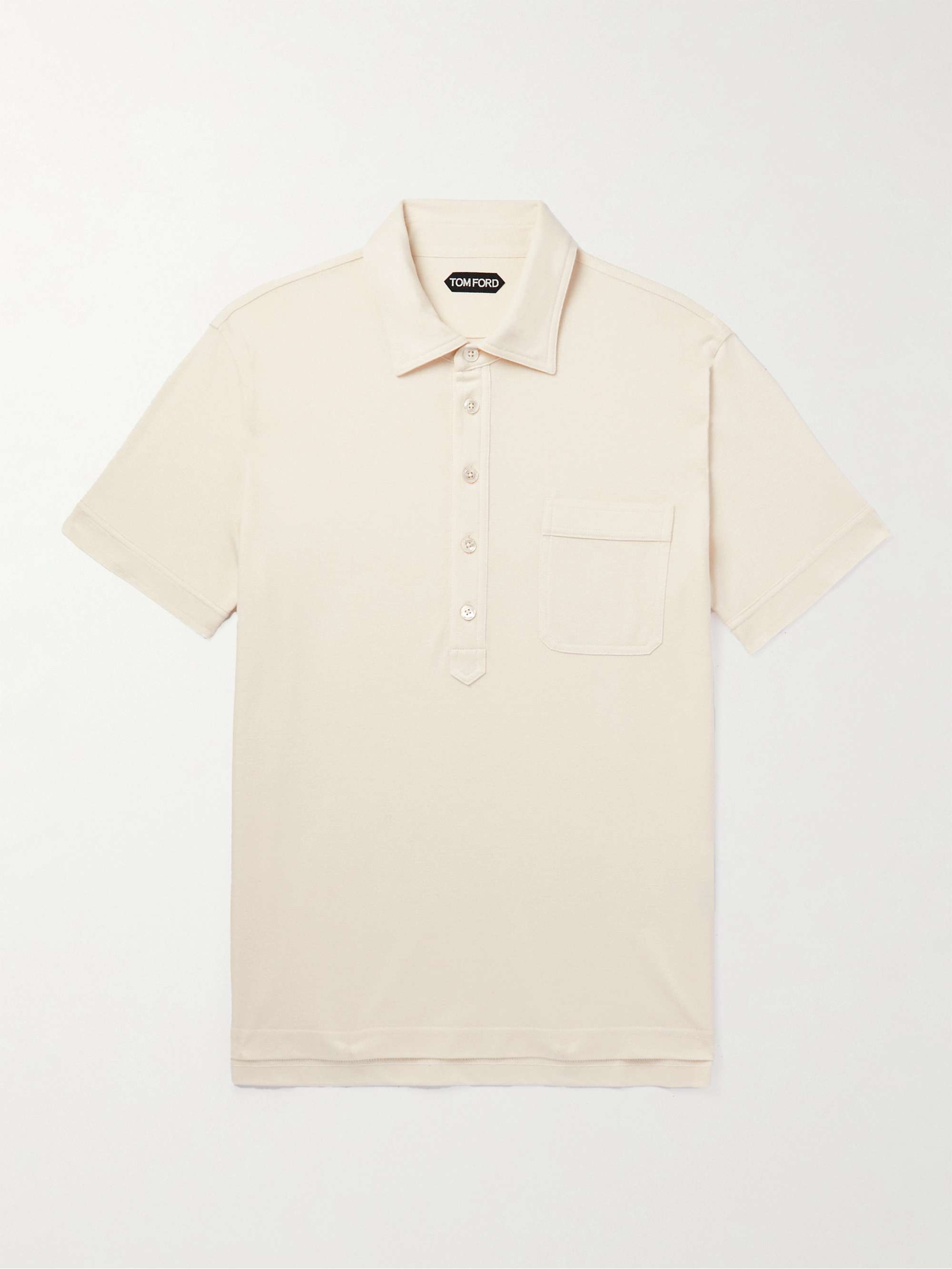 TOM FORD Cotton and Silk-Blend Pique Polo Shirt