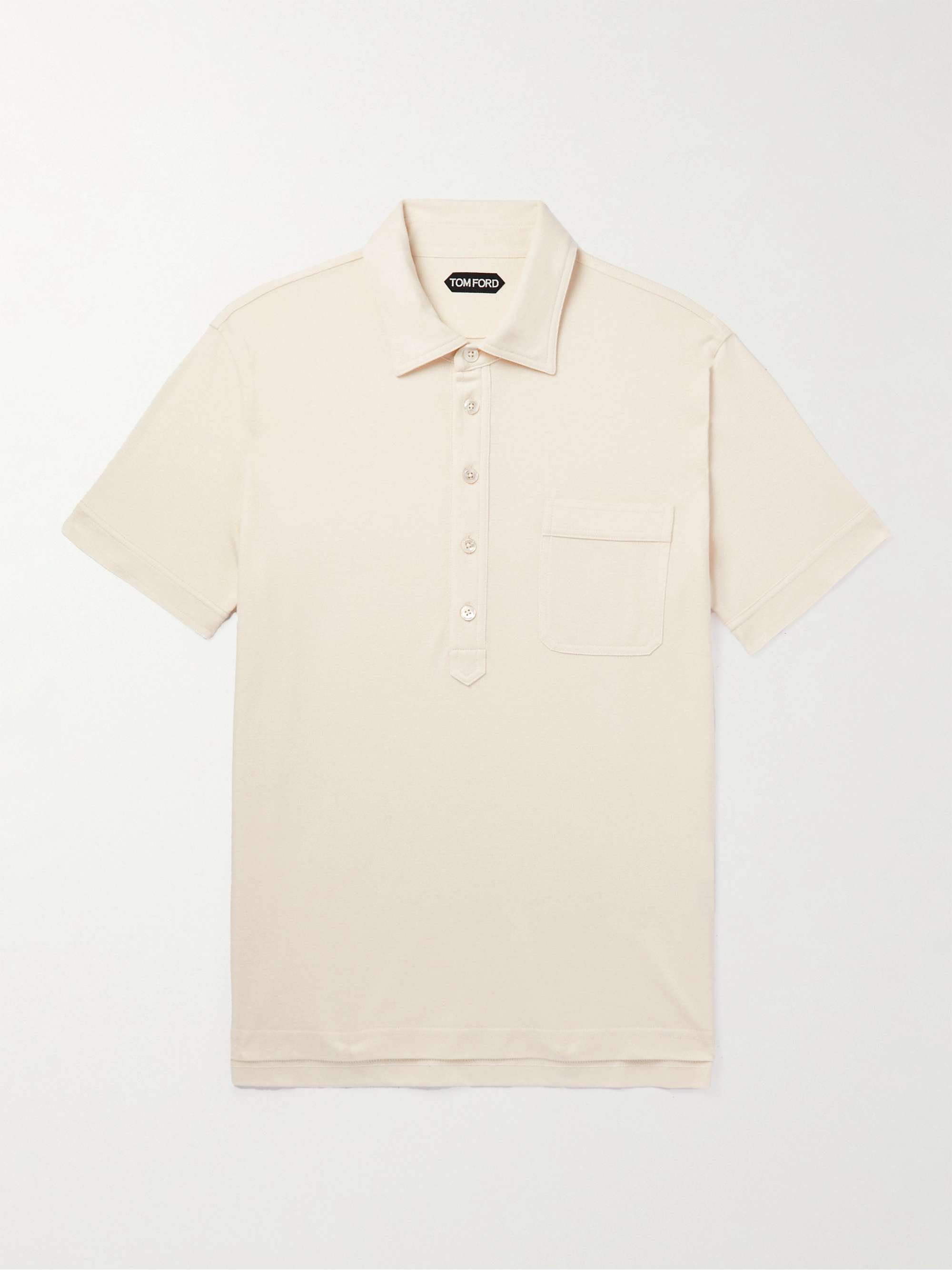 TOM FORD Cotton and Silk-Blend Piqué Polo Shirt