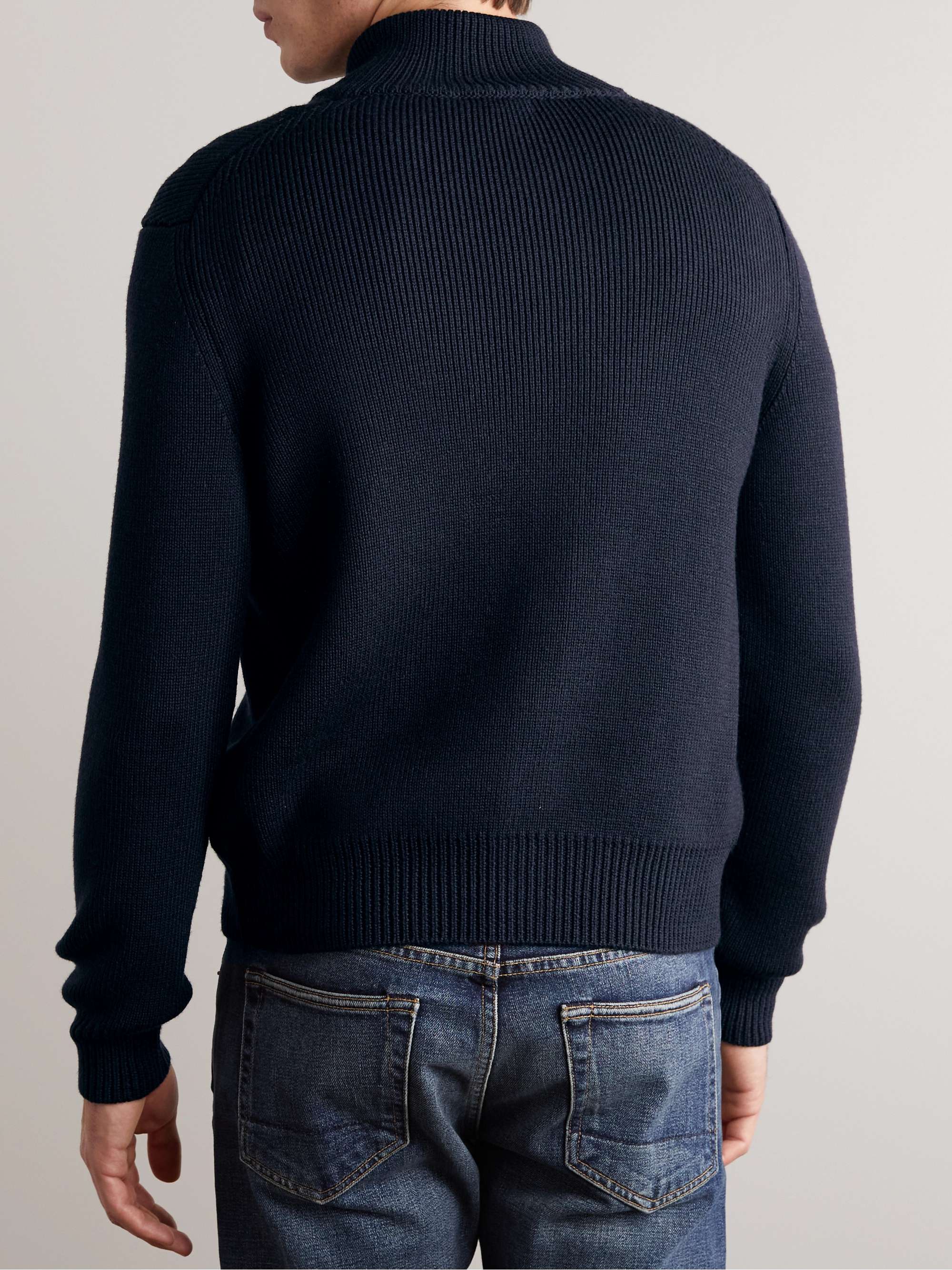 TOM FORD Ribbed Wool and Silk-Blend Cardigan for Men | MR PORTER