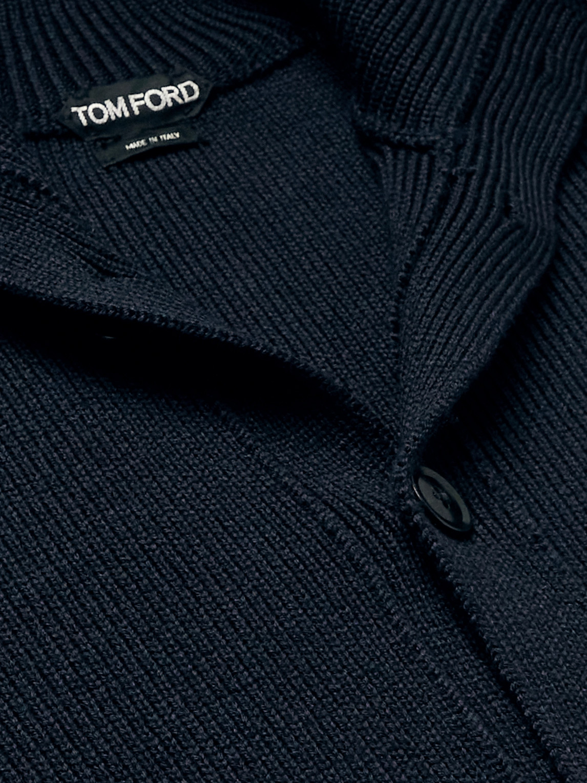 Shop Tom Ford Ribbed Wool And Silk-blend Cardigan In Blue