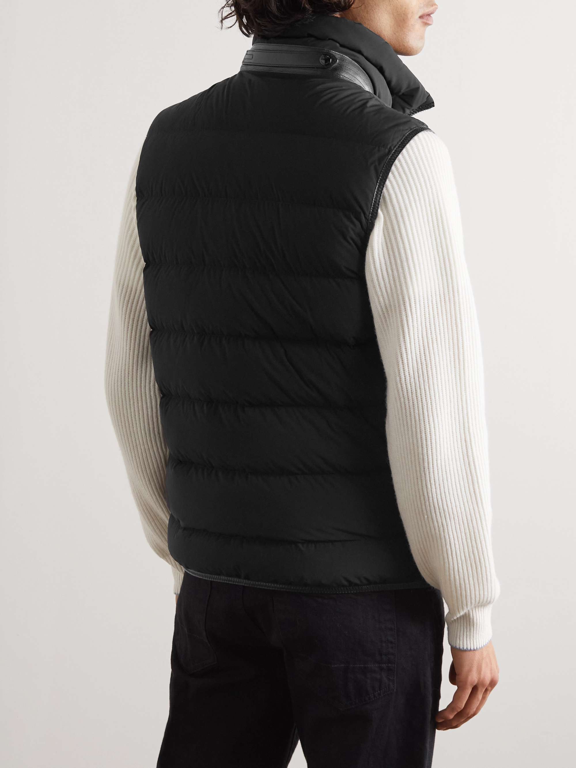 TOM FORD Leather-Trimmed Padded Shell Down Gilet