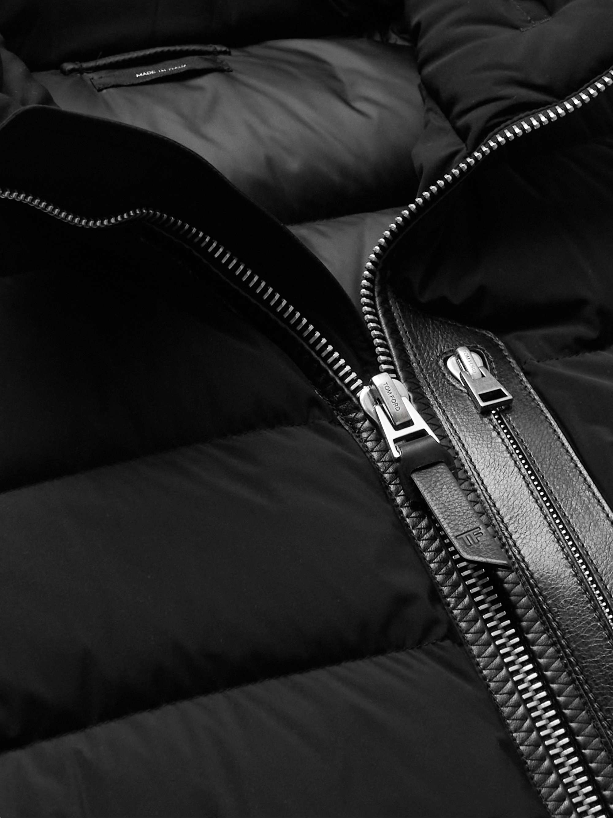 TOM FORD Leather-Trimmed Padded Shell Down Gilet