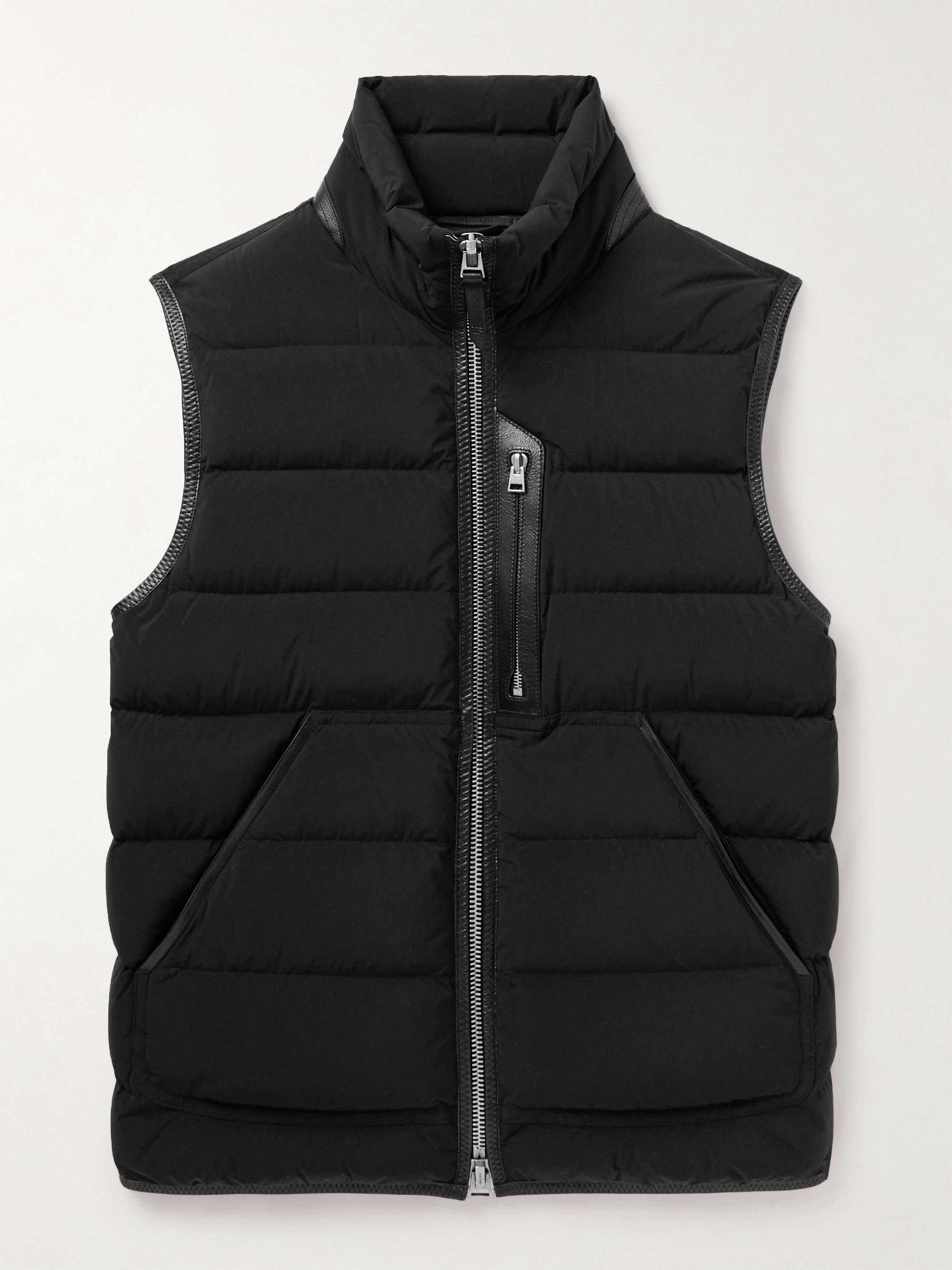 TOM FORD Leather-Trimmed Padded Shell Down Gilet
