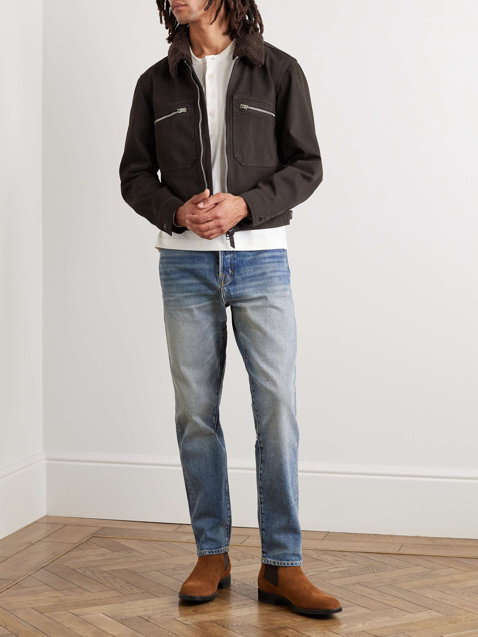 TOM FORD Bedford Shearling-Trimmed Cotton-Corduroy Trucker Jacket