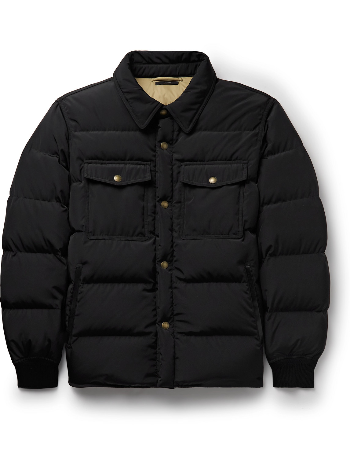 Tom Ford Quilted Shell Down Shirt Jacket In Black