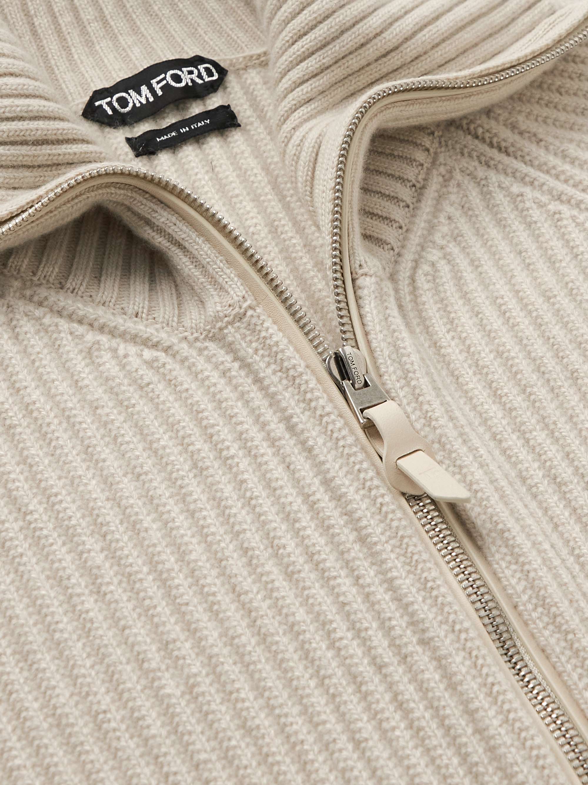 TOM FORD Ribbed Wool and Cashmere-Blend Zip-Up Cardigan